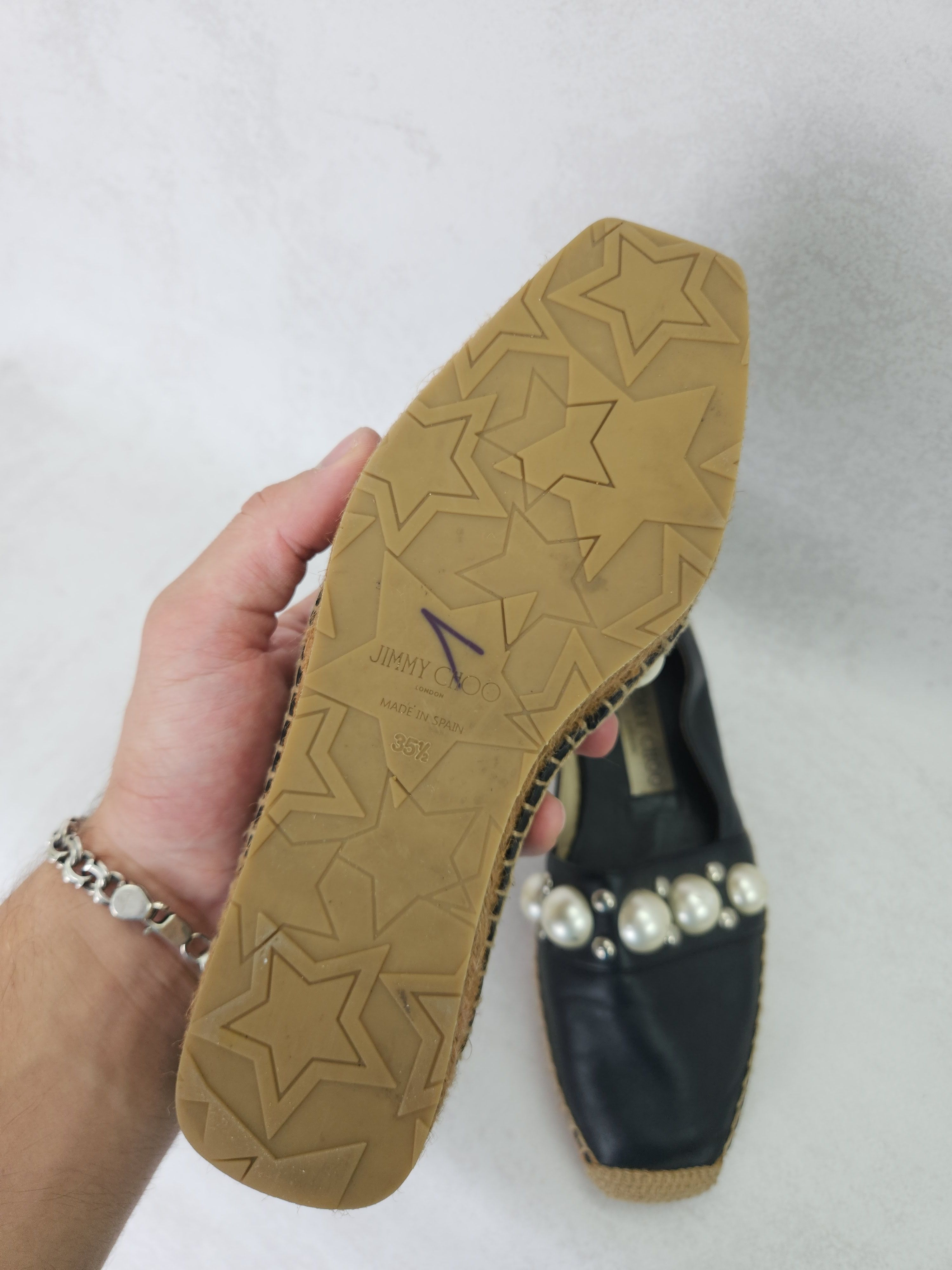 Jimmy Choo Jimmy Choo black leather espadrilles flats shoes Size US 5.5 / IT 35.5 - 5 Thumbnail