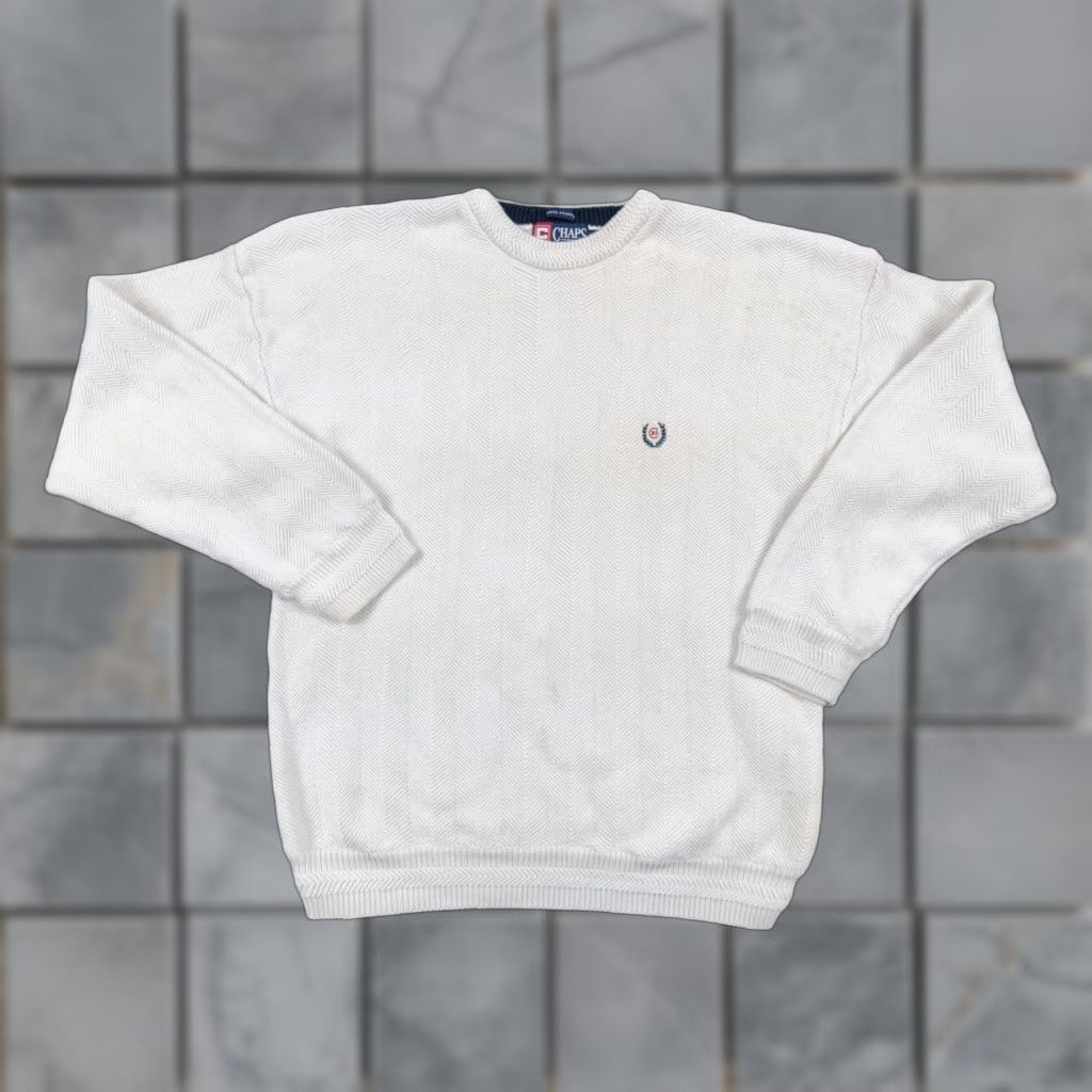 Ralph Lauren VINTAGE Ralph Lauren Chaps Sweater Shirt Adult XL White Knit Pullover Crewneck Embroidered Logo Mens 1980s 90s Preppy Seasonal Knitwear Size US XL / EU 56 / 4 - 1 Thumbnail