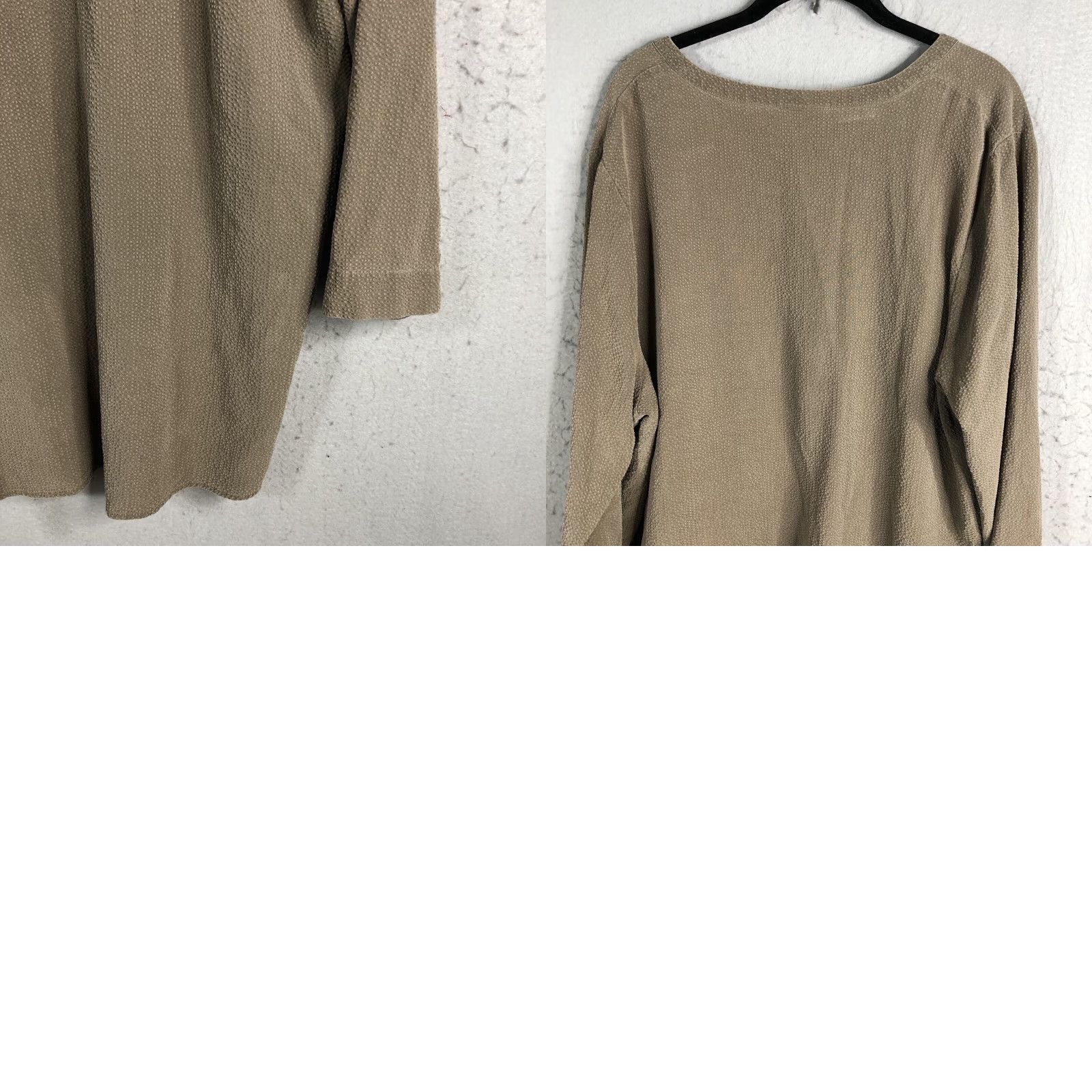 J. Jill PureJill Dress Women XL Taupe Textured Tencel Boho Lagenlook Oversized Shirt Dress Size XL / US 12-14 / IT 48-50 - 10 Thumbnail