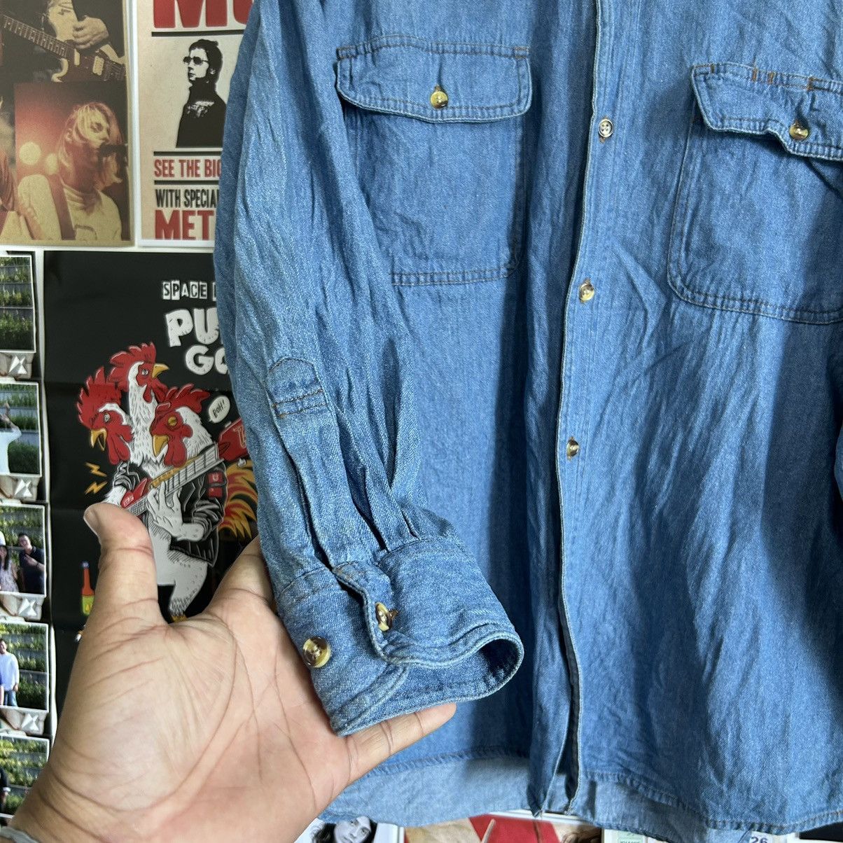 Vintage Vintage Migrant Button Down Denim Shirt Size US L / EU 52-54 / 3 - 5 Thumbnail