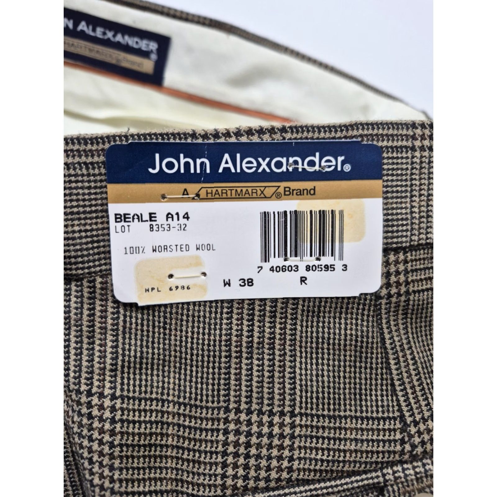 Vintage VINTAGE John Alexander Dress Pants Mens 38x36 Brown Plaid Wool Pleated Unhemmed NWT Size US 38 / EU 54 - 4 Thumbnail