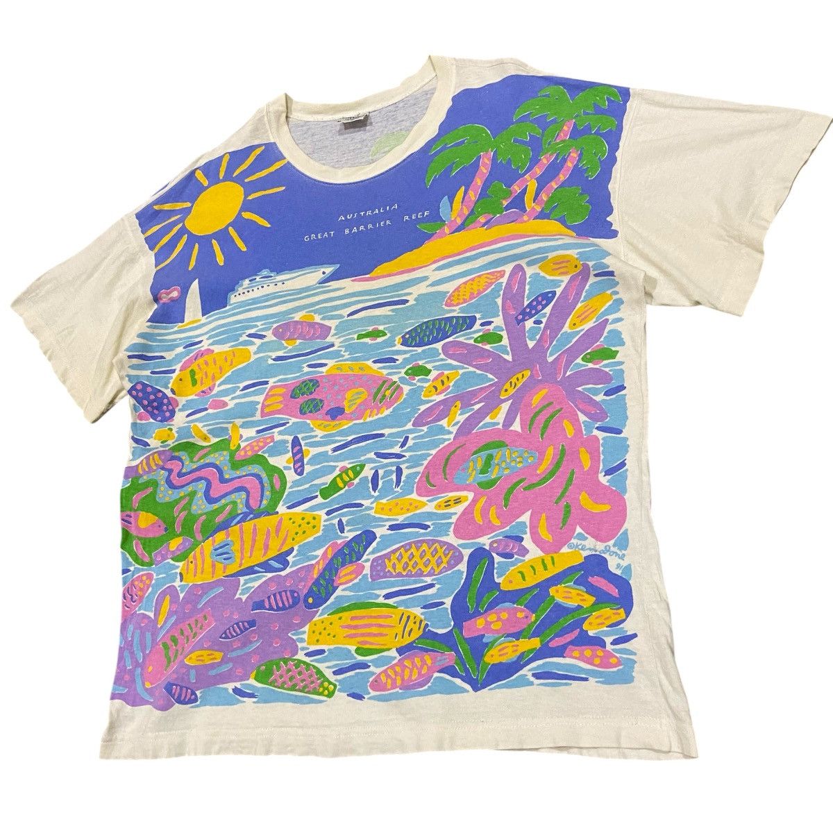 Vintage Vintage 1991 Ken Done Great Barrier Reef T-Shirt Down Under Size US M / EU 48-50 / 2 - 2 Thumbnail