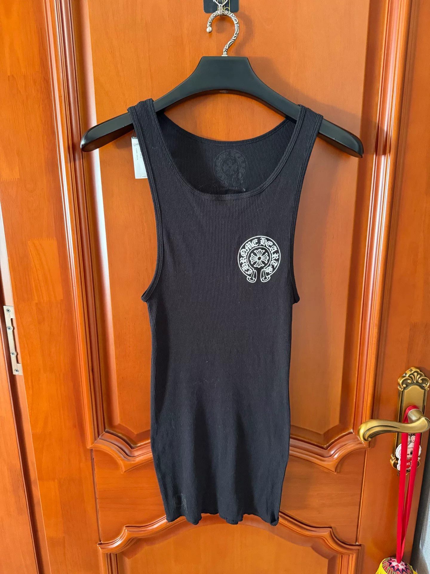 chrome hearts dress black Chrome Hearts Black Patent Leopard Cross Patch Dress