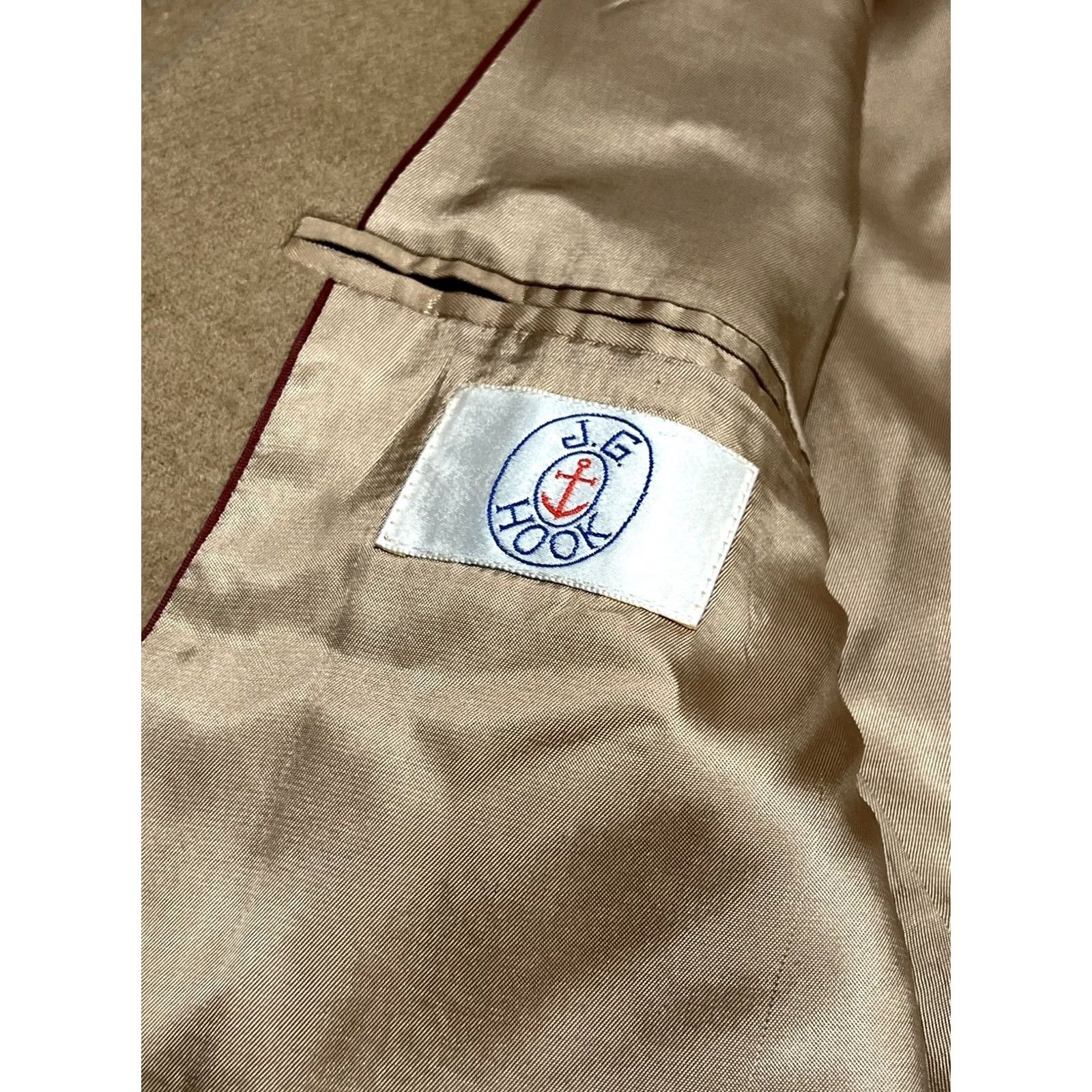 Vintage VINTAGE J.G. Hook Blazer Men's Large Camel Fabric Woven Hungary Size 42R - 6 Thumbnail