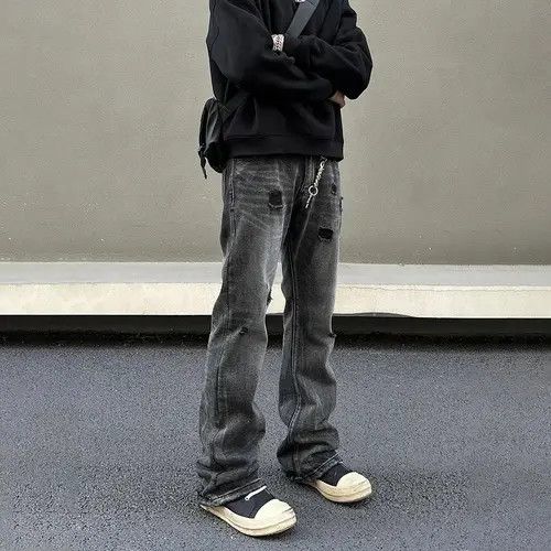 VIBE Ripped Jeans Men Black Streetwear Y2k Denim Pants Size US 34 / EU 50 - 2 Thumbnail
