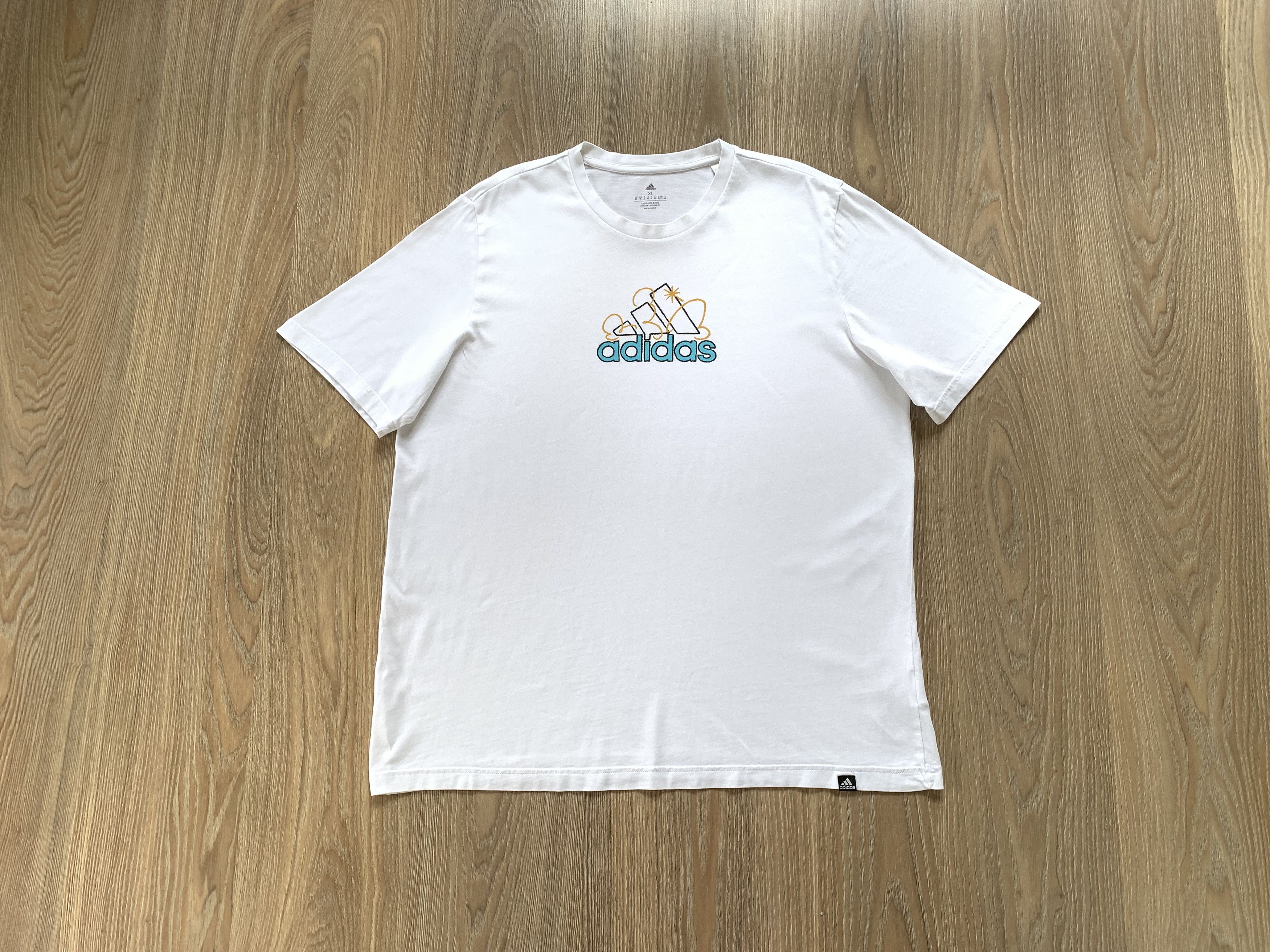 Adidas Adidas White Cotton Printed Tee 2023 Size US XL / EU 56 / 4 - 1 Thumbnail