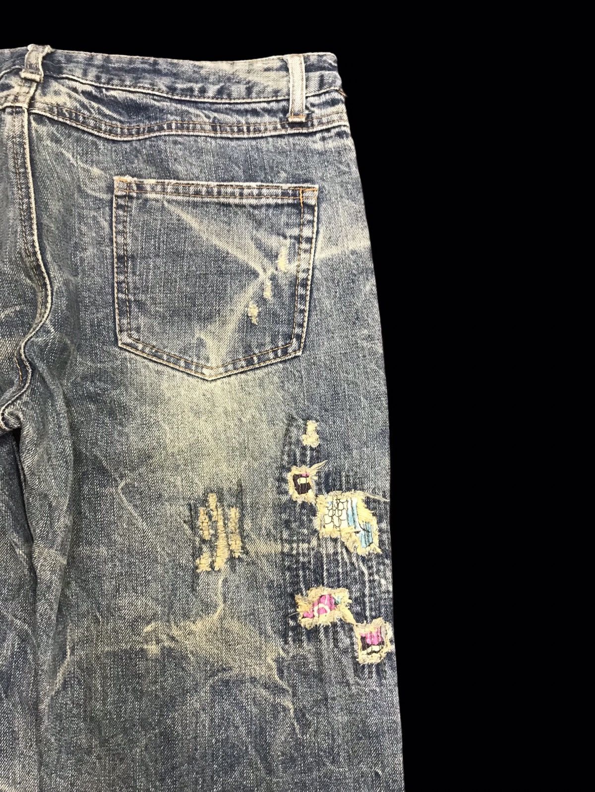 Designer 💥DENIM ART💥PLAYCHESS Rare Distressed Boro Style Denim F177 Size US 31 - 11 Thumbnail