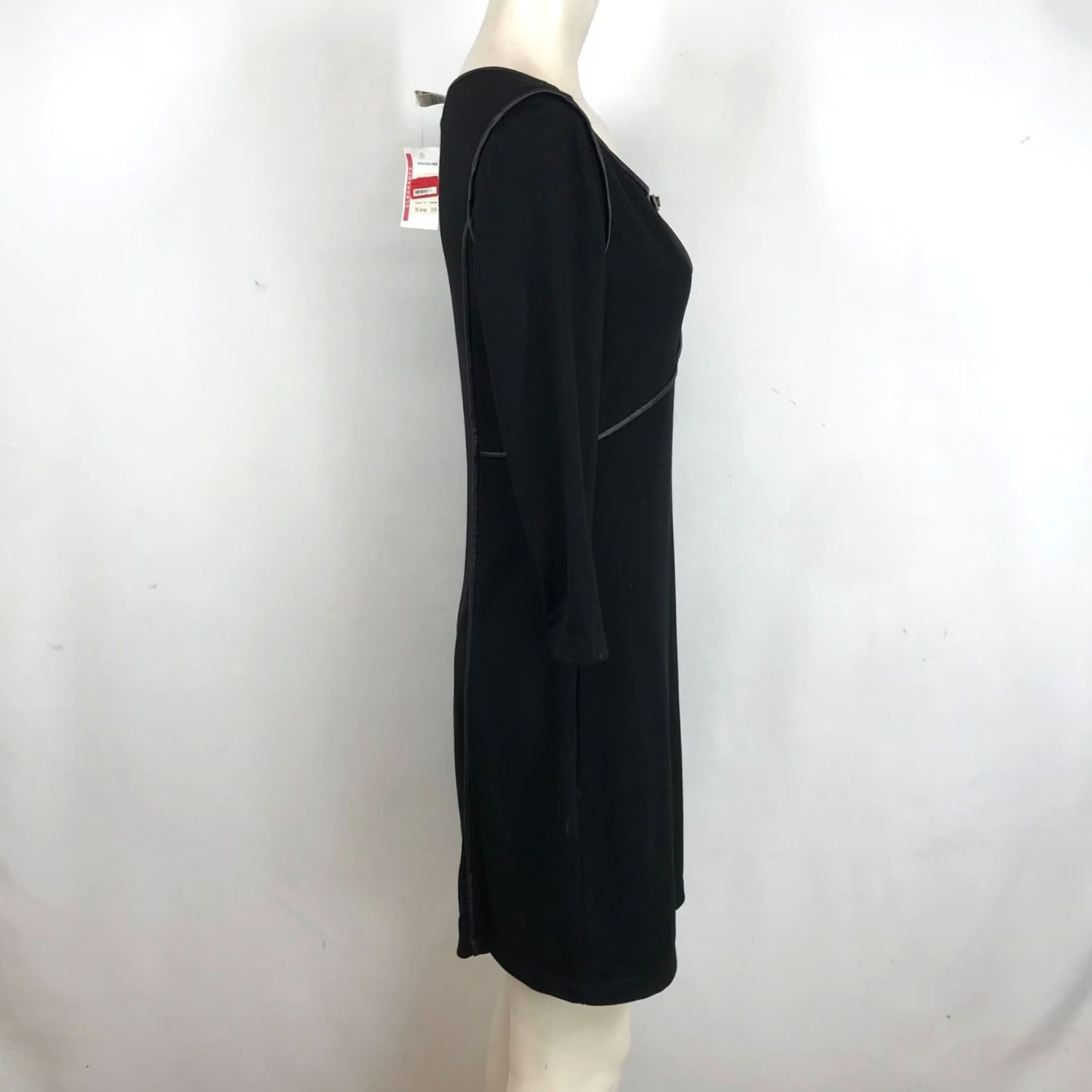 Vintage MAX STUDIO WOMEN'S S BLACK LONG SLEEVE DRESS Y2K BUCKLE GOTH Size S / US 4 / IT 40 - 4 Thumbnail