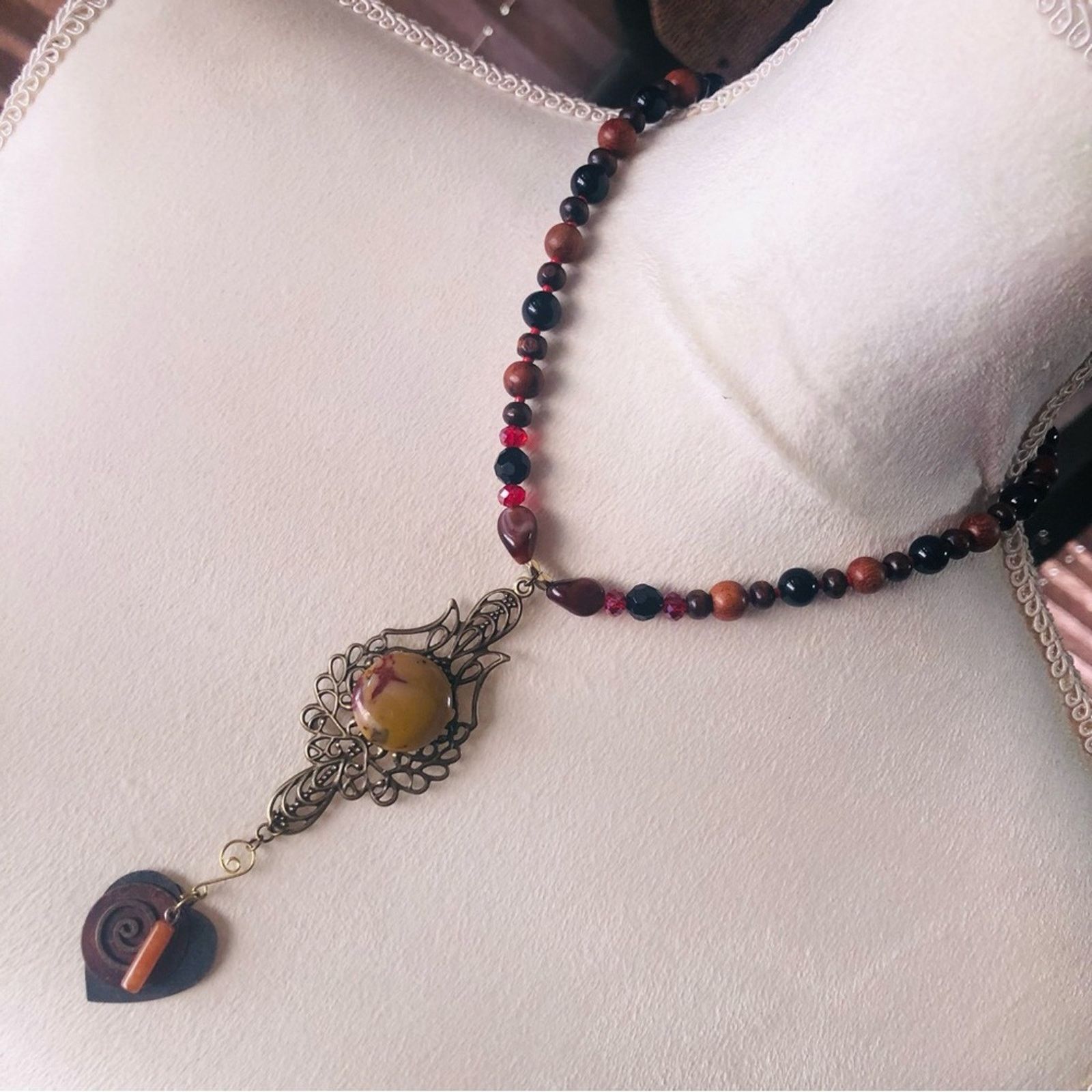 Handmade Handcrafted genuine stone mookaite black onyx necklace Size ONE SIZE - 1 Thumbnail