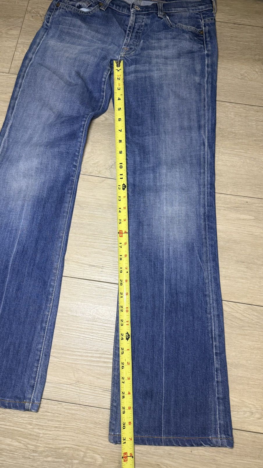 7 For All Mankind 2000s 7 For All Mankind Pinstripe Bootcut Flared Denim Jeans Size 28" / US 6 / IT 42 - 6 Thumbnail