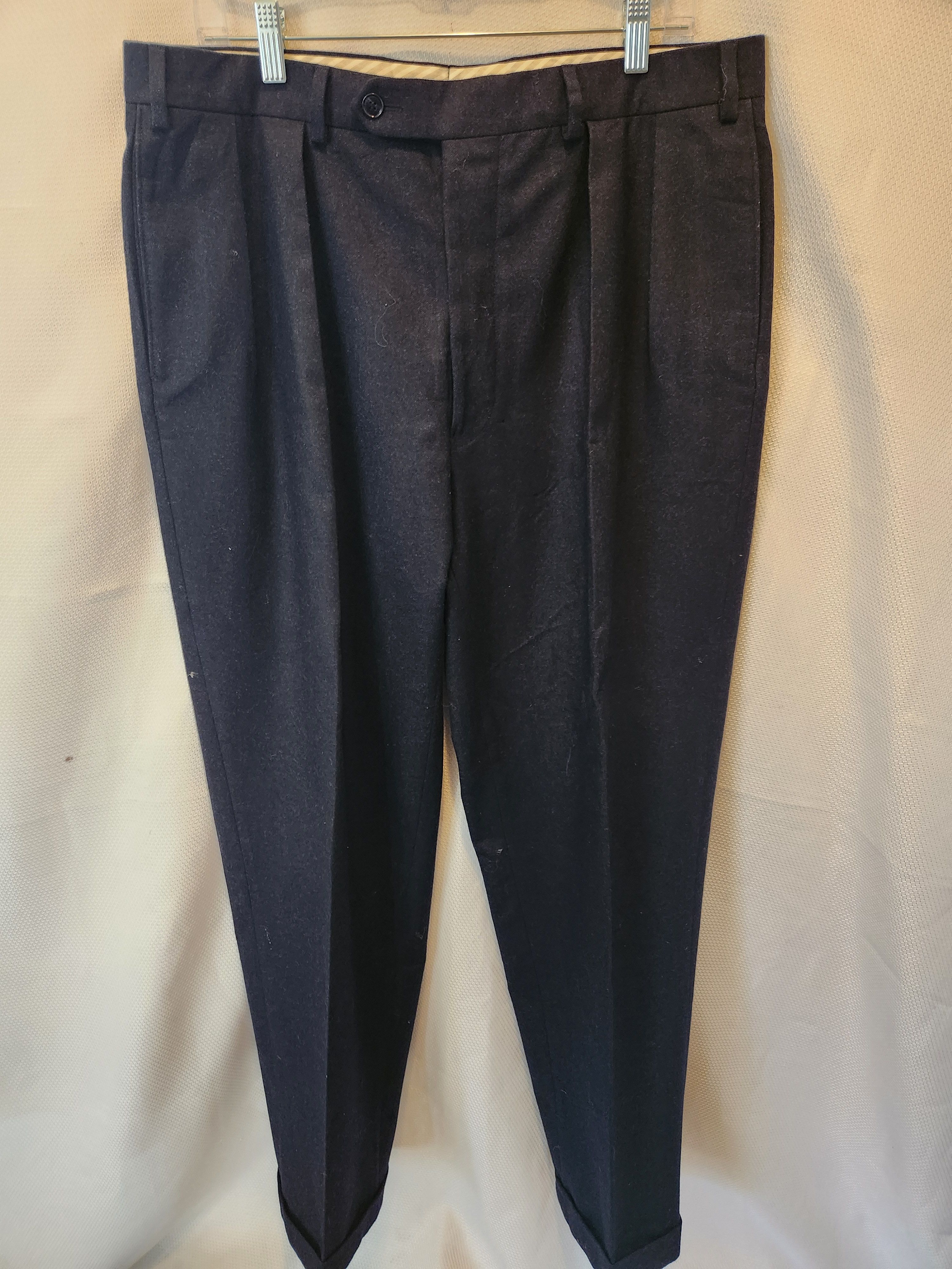 Samuelsohn Vintage 90's Navy Blue 100% Wool Pleated Dress Pants Size US 34 / EU 50 - 1 Thumbnail