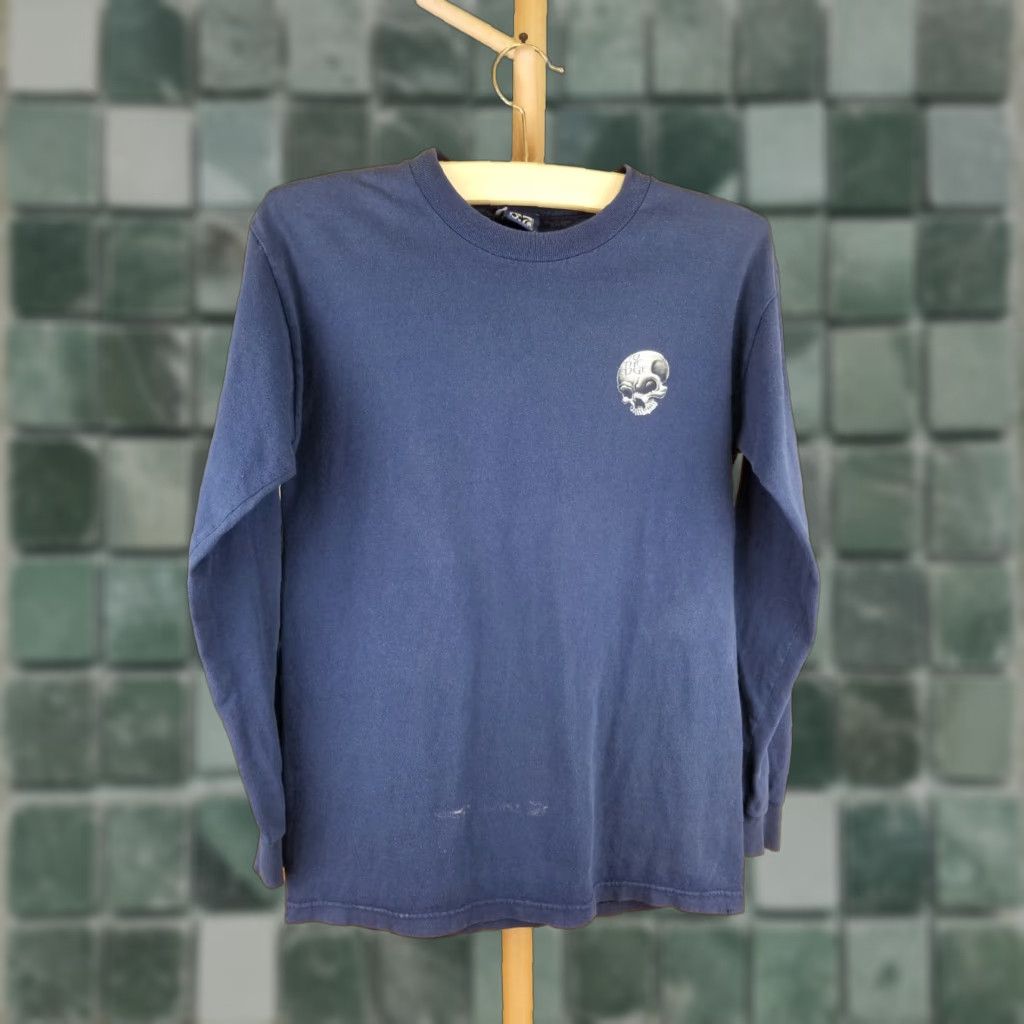 Vintage VINTAGE TO THE EDGE SHIRT SKATEBOARD DRAGON SKULL T-SHIRT BLUE SZ S Mens 90s 27 INCH Long Sleeve? Size US S / EU 44-46 / 1 - 1 Thumbnail