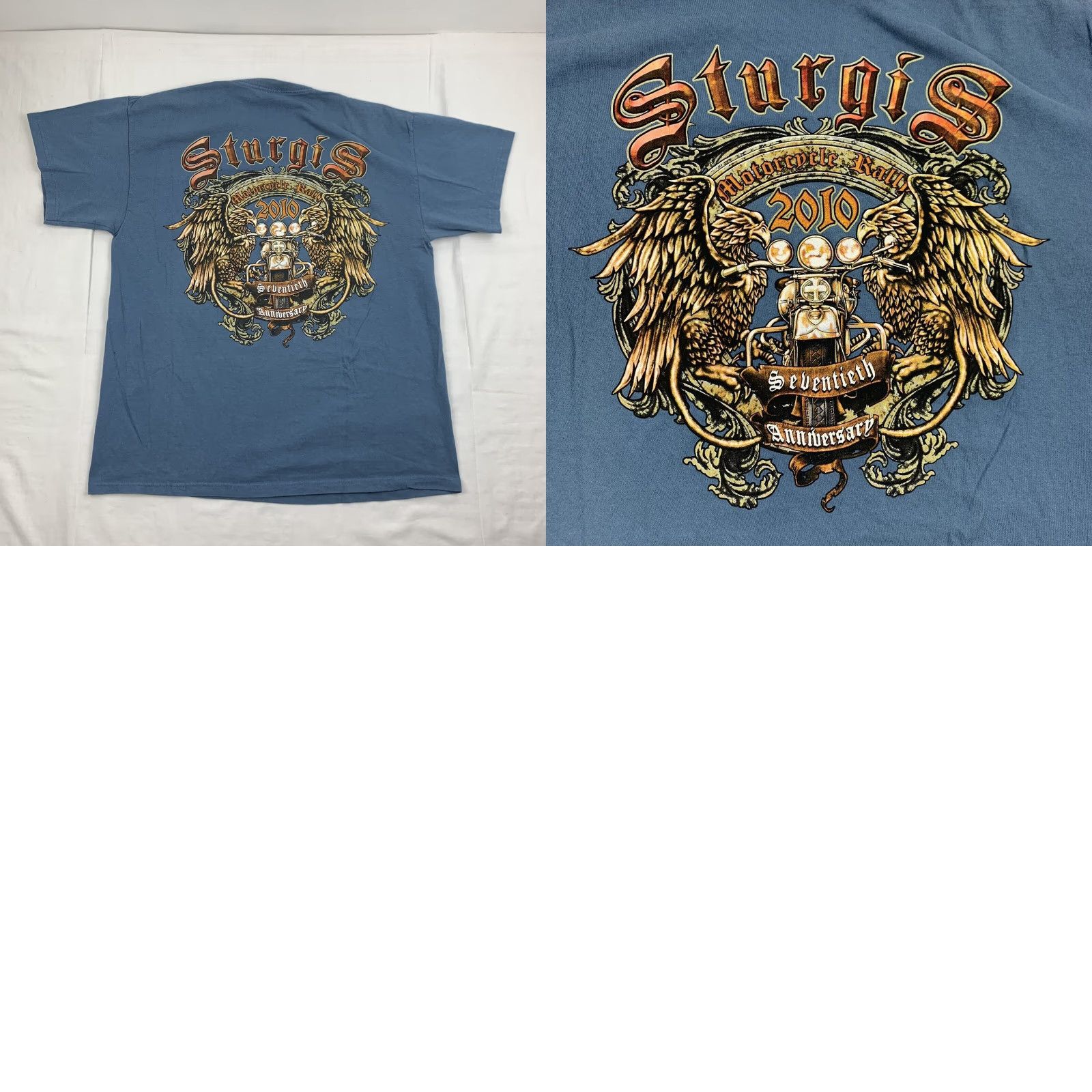 Vintage Sturgis T Shirt Adult Large Blue 2010 Motorcycle Rally 17th Anniversary Biker Size US L / EU 52-54 / 3 - 8 Thumbnail