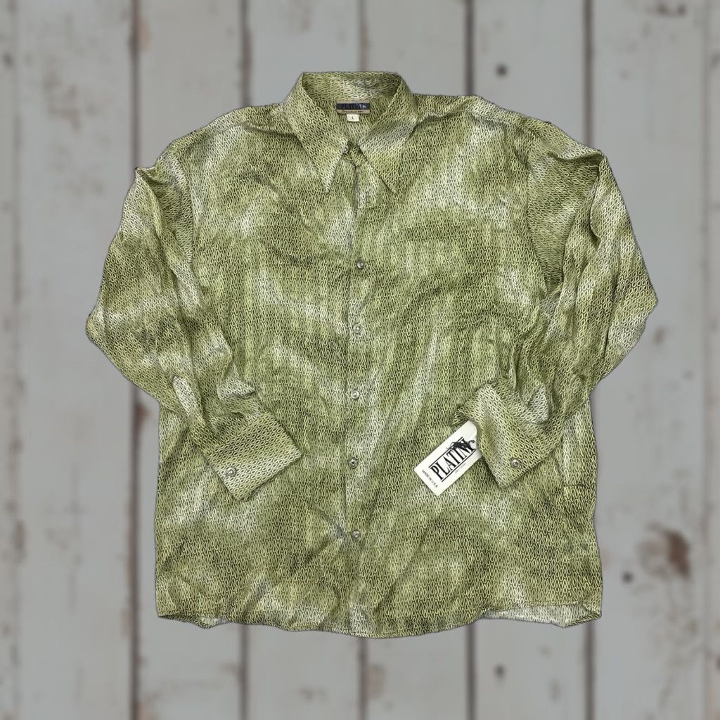 Vintage VINTAGE Platini Shirt Mens Large Green Long Sleeve Yolk Buttons NWT Size US L / EU 52-54 / 3 - 1 Thumbnail