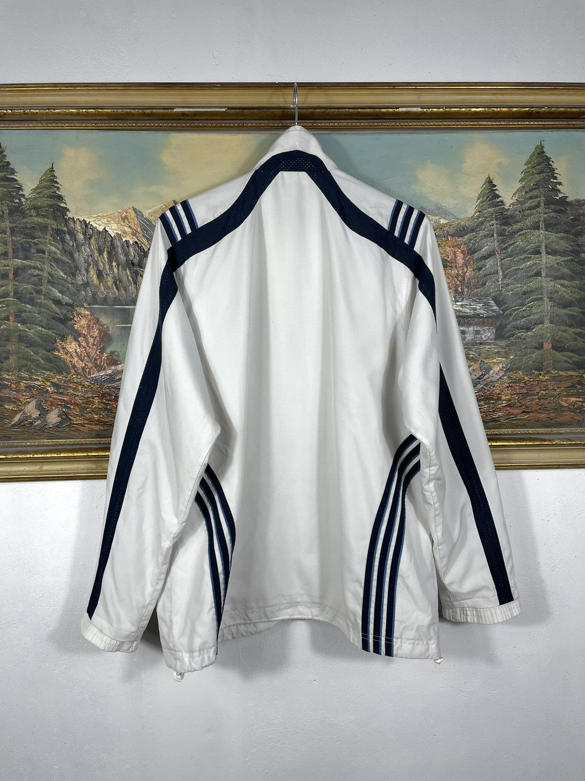 Adidas × Vintage White Retro 00s Adidas Windbreaker Zip Jacket Baggy Size US M / EU 48-50 / 2 - 7 Thumbnail