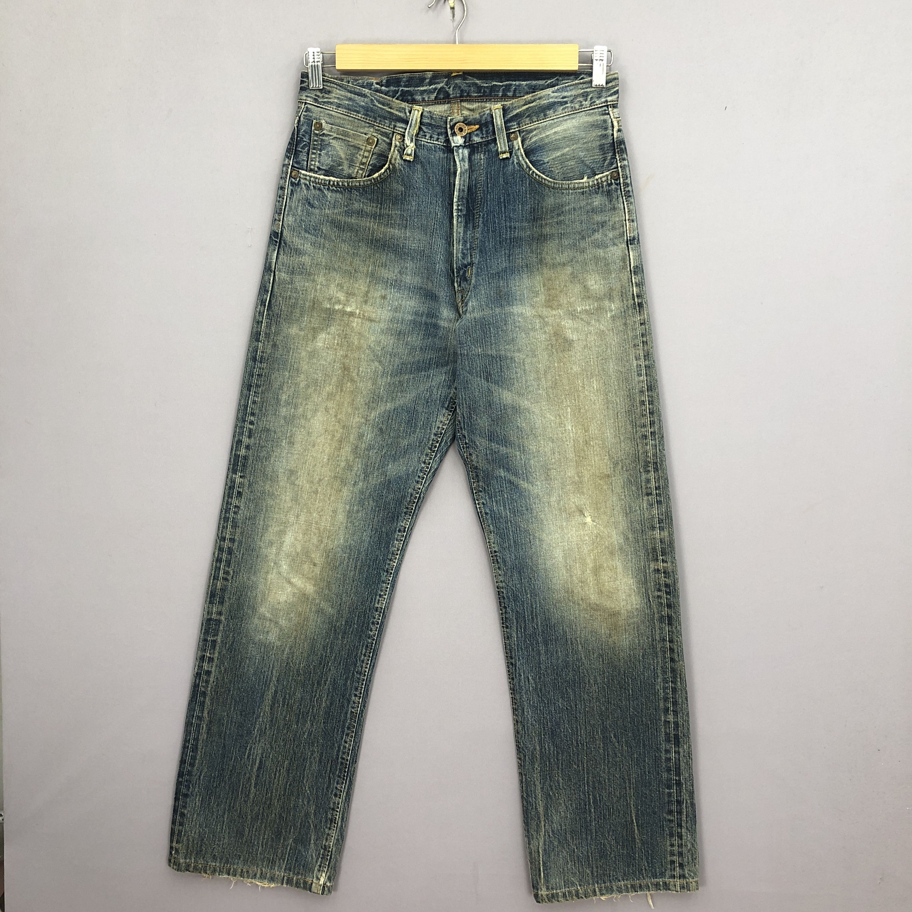 Japanese Brand Vintage 90s Edwin 505z Selvedge Mud Wash Jeans Redline Denim Size US 30 / EU 46 - 1 Thumbnail