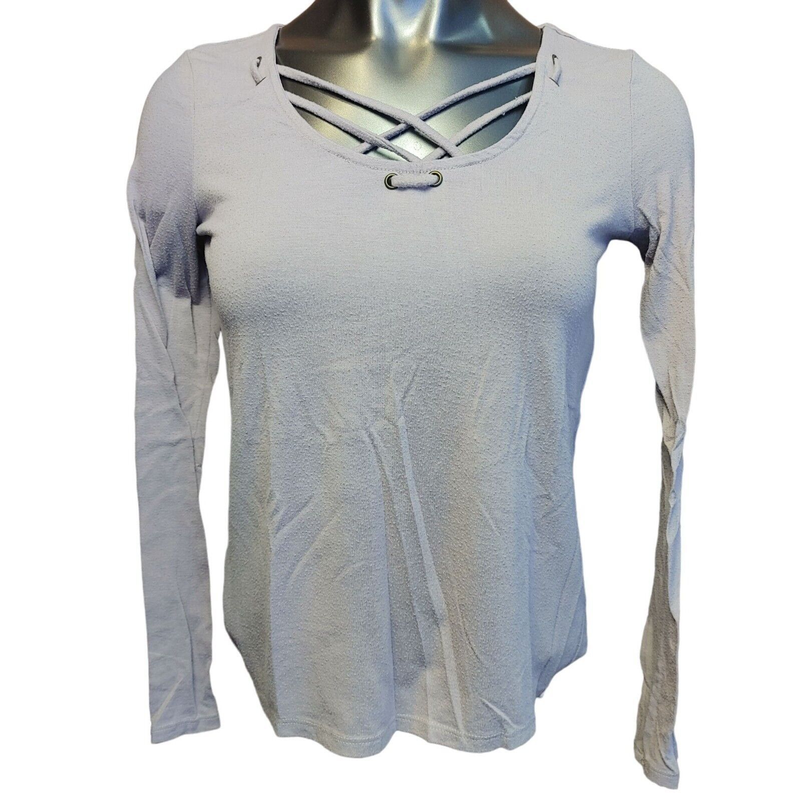 Other Mudd Women's Light Purple Long Sleeve Corset Neck Top XS Size XS / US 0-2 / IT 36-38 - 1 Thumbnail