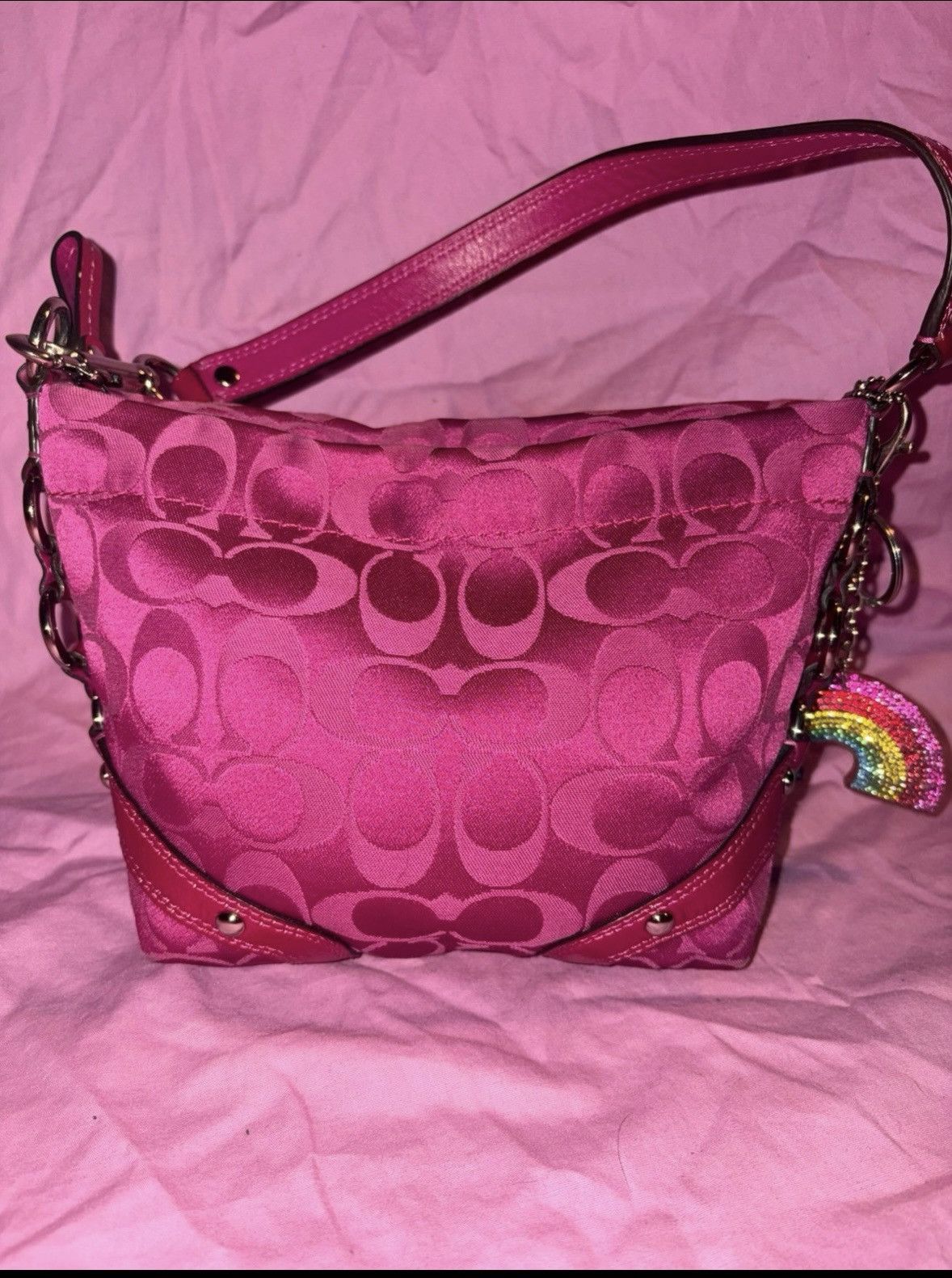 Coach Coach signature Carly pink fuchsia patent leather trim bag Size ONE SIZE - 2 Thumbnail