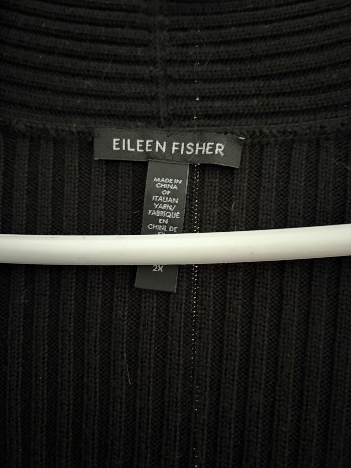 Eileen Fisher Eileen Fisher 2X Black Ribbed Cardigan Sweater Italian Yarn Size XXL / US 16-18 / IT 52-54 - 3 Thumbnail