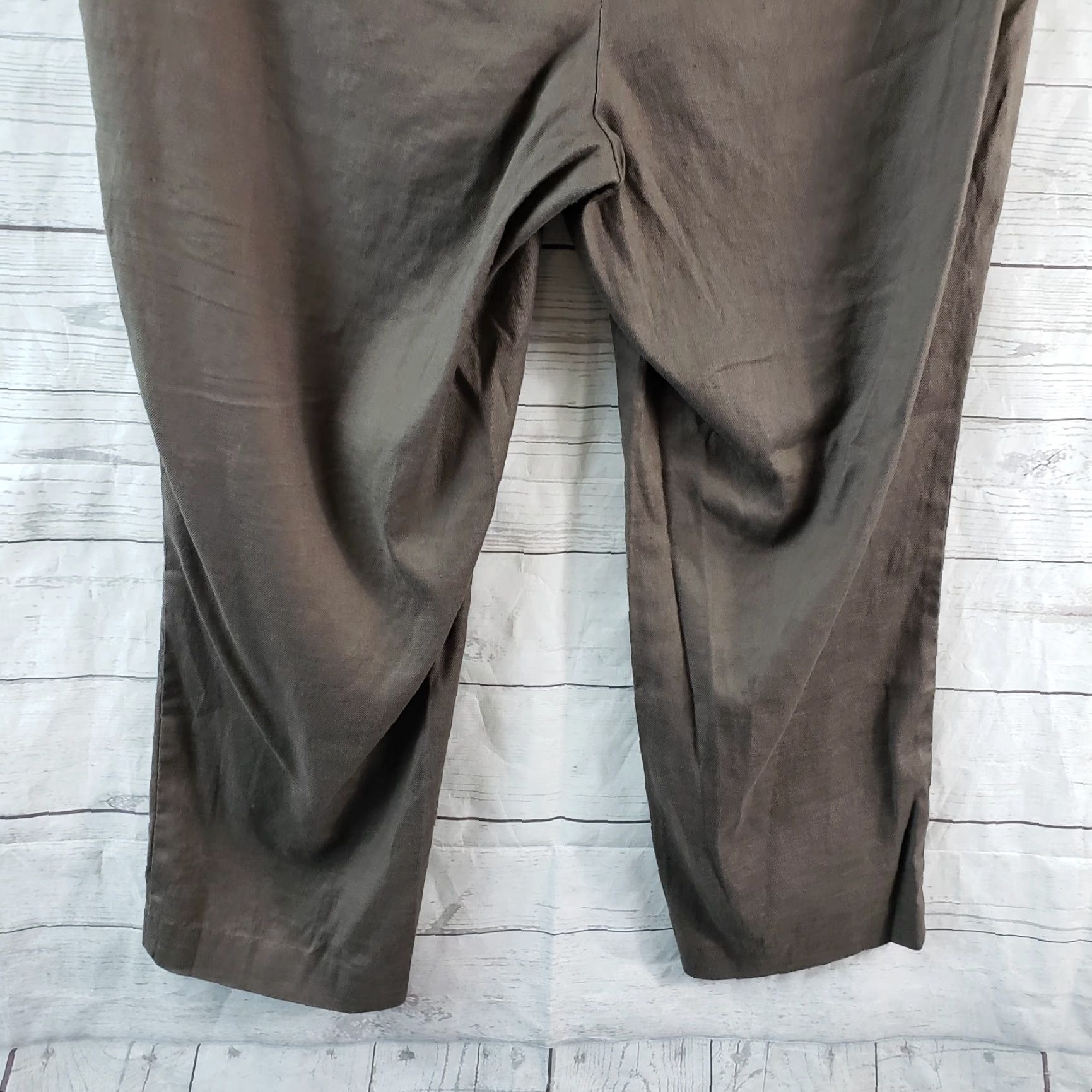 J. Jill J Jill Womens Cropped Pants Sz 10 Brown Linen Blend Mid Rise Cotton Linen Flat Front 24 Inseam Womens Size 32" / US 10 / IT 46 - 5 Thumbnail