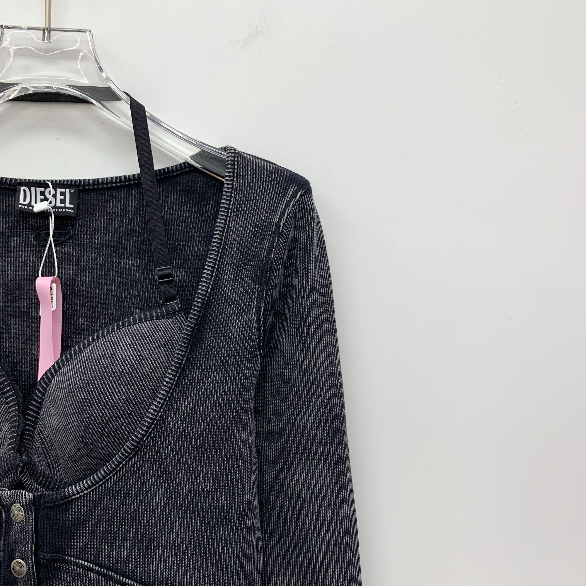 Diesel Diesel Black & Gray Washed Long-Sleeve Cotton Dress Size M Size M / US 6-8 / IT 42-44 - 7 Thumbnail