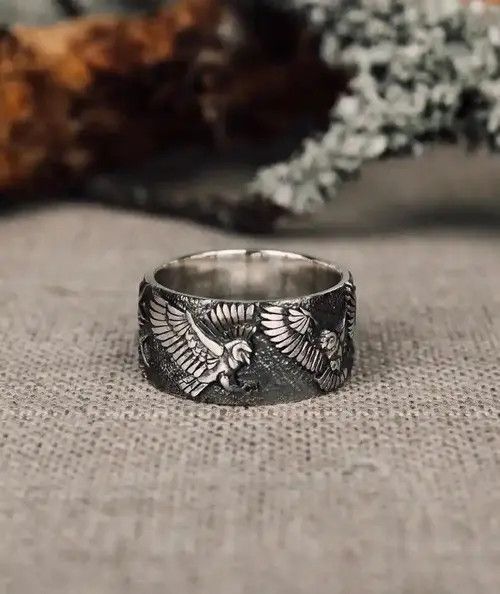 Other Men Retro Punk Style Eagle Branch Ring Size ONE SIZE - 4 Thumbnail