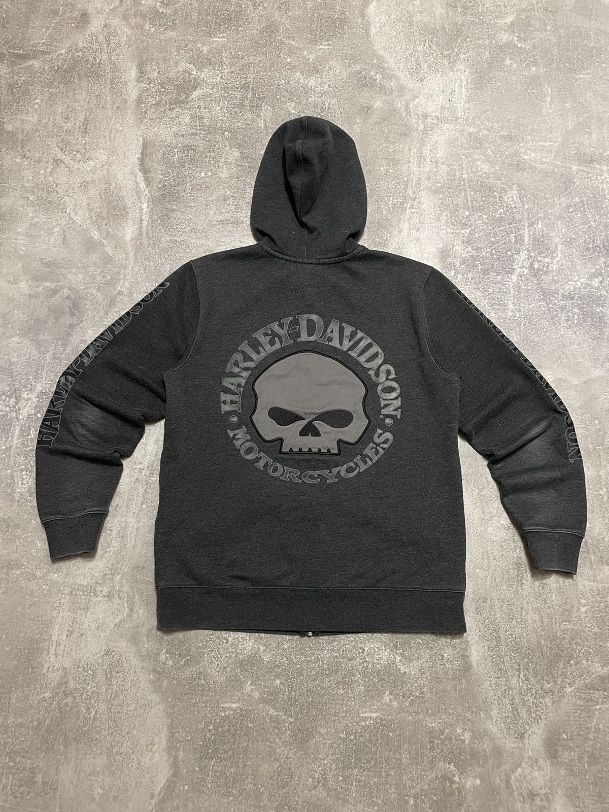 Harley Davidson × Vintage Vintage Harley Davidson Distressed Skull Zip-Up Hoodie Size US S / EU 44-46 / 1 - 16 Thumbnail