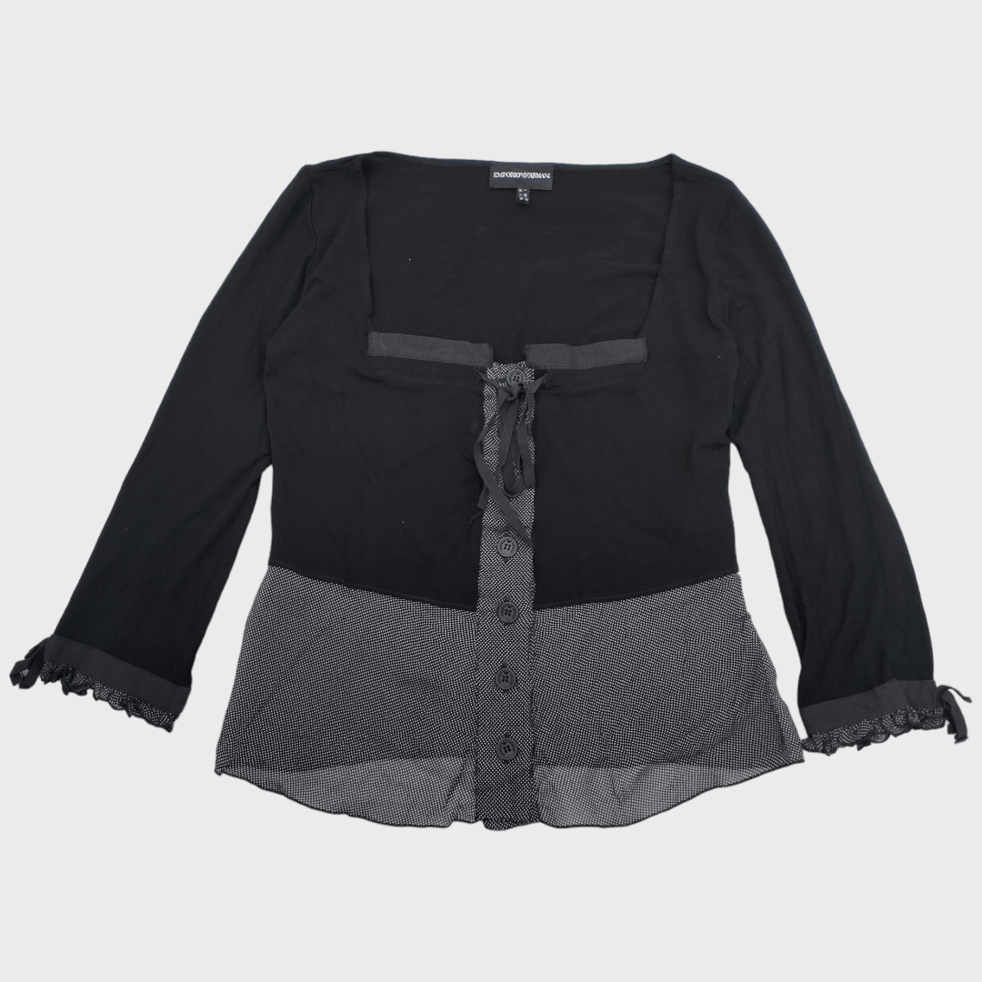 Emporio Armani Emporio Armani Blouse Twotone Dot pattern Made in Italy Size S / US 4 / IT 40 - 1 Thumbnail
