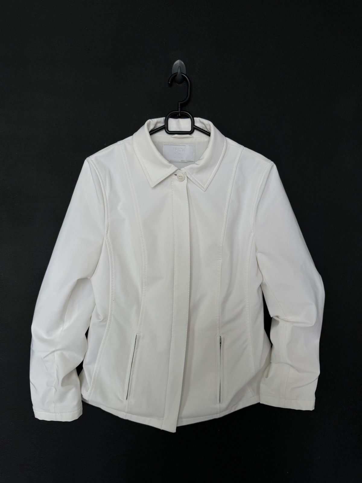 image of Vintage Prada Jacket White, Women's (Size Medium)