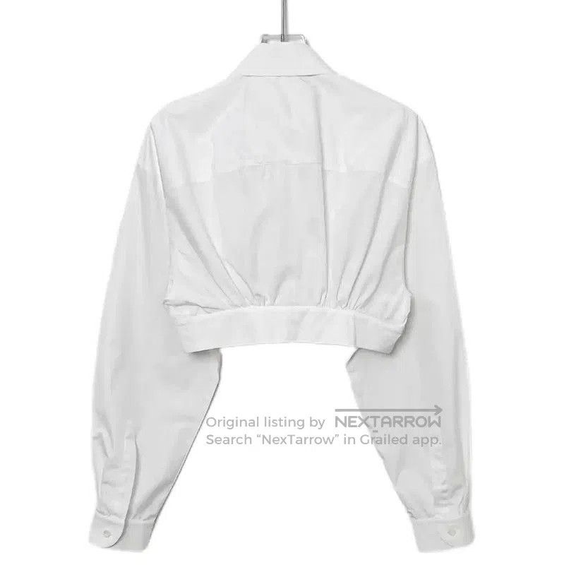 Miu Miu Miu Miu White Cotton Blend Cropped Shirt . Size L / US 10 / IT 46 - 2 Thumbnail