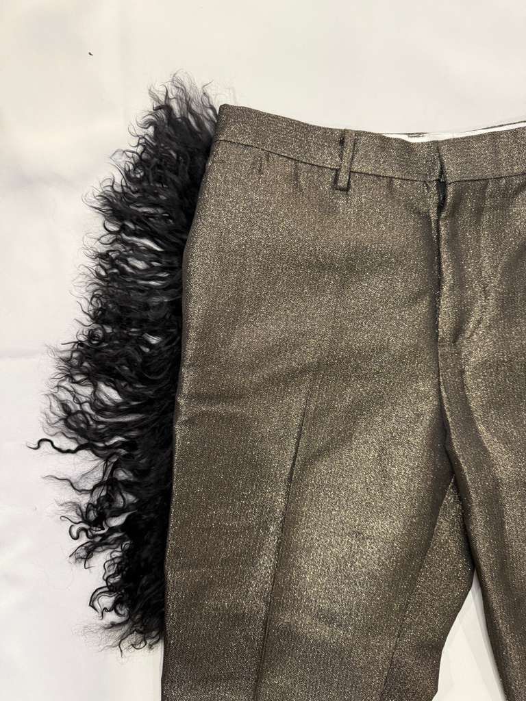 Other Metallic Pants with Black Mongolian Fur Size US 33 - 10 Thumbnail
