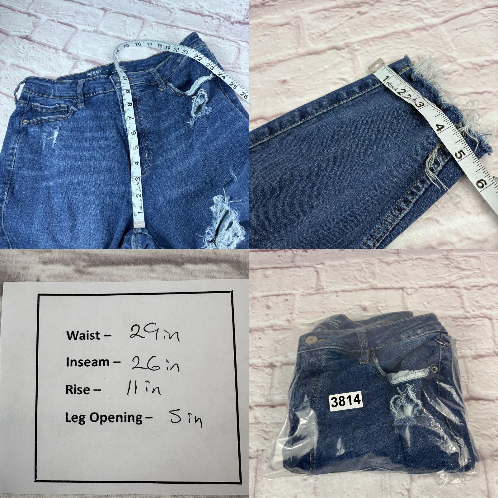 Old Navy Old Navy Rockstar Jeans Womens 12 Blue Extra High-Rise Skinny Distressed 29x26 Size 34" / US 12 / IT 48 - 9 Thumbnail