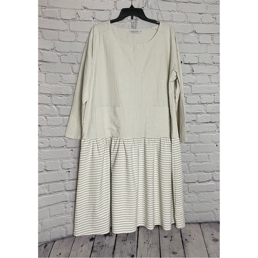 Other New Misslook Striped Dress with Peplum and Pockets Size XL Size XL / US 12-14 / IT 48-50 - 1 Thumbnail