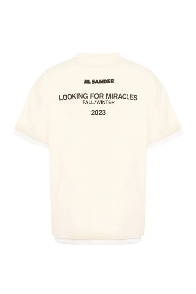 Jil Sander o1y1124 Cotton Crew-Neck Short Sleeves T-Shirt in White & Iv Size US L / EU 52-54 / 3 - 2 Thumbnail
