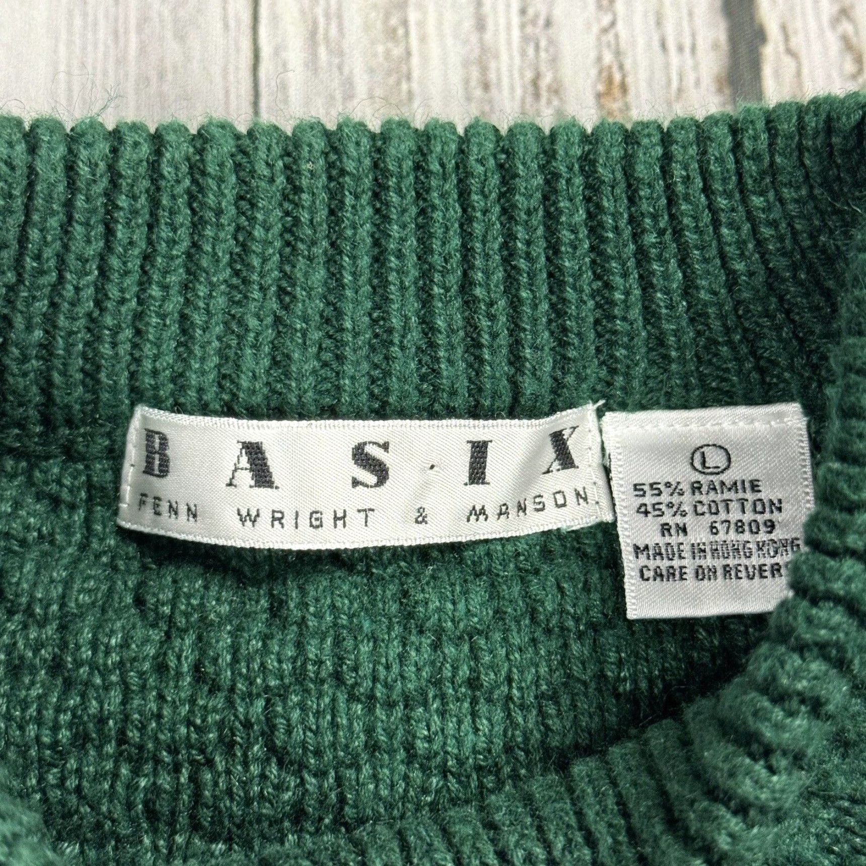 Vintage VINTAGE BASIX TEXTURED SWEATER PULLOVER LARGE BRITISH RACING GREEN 90s MENS Size US L / EU 52-54 / 3 - 3 Thumbnail