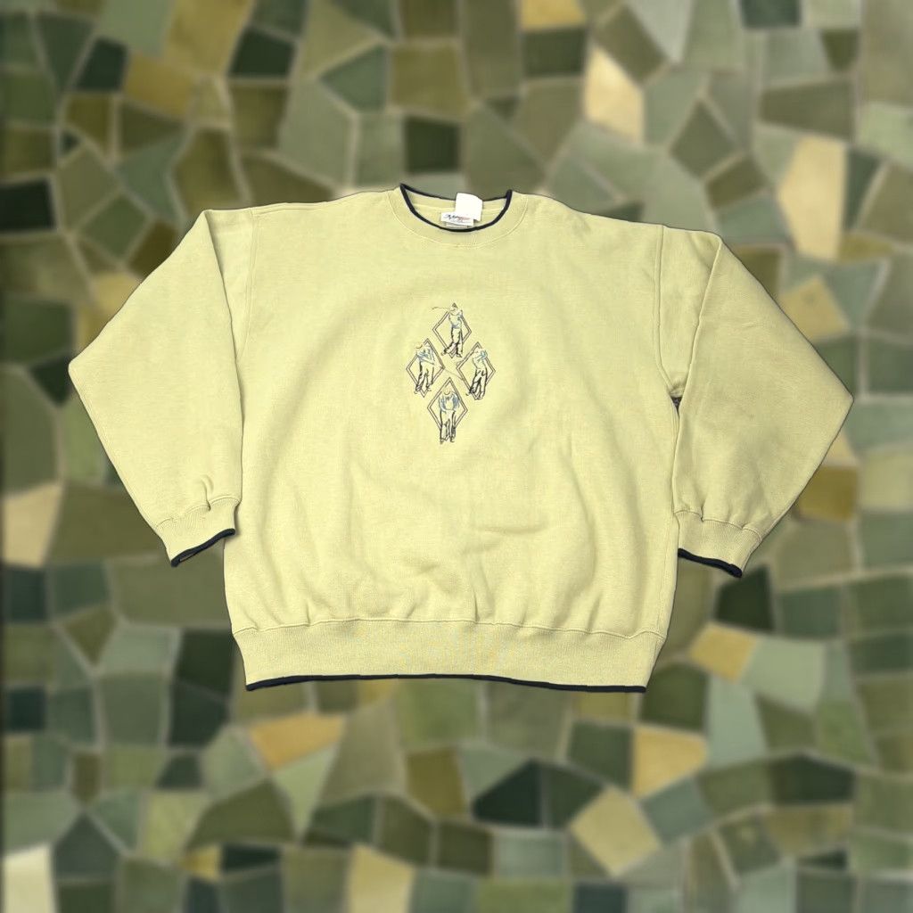 Vintage VINTAGE Mc Sport Sweatshirt Mens XL Khaki Argyle Crewneck Golf Pullover Graphic Print Embroidered Knit Cotton Polyester Sports Muscled? Size US XL / EU 56 / 4 - 1 Thumbnail