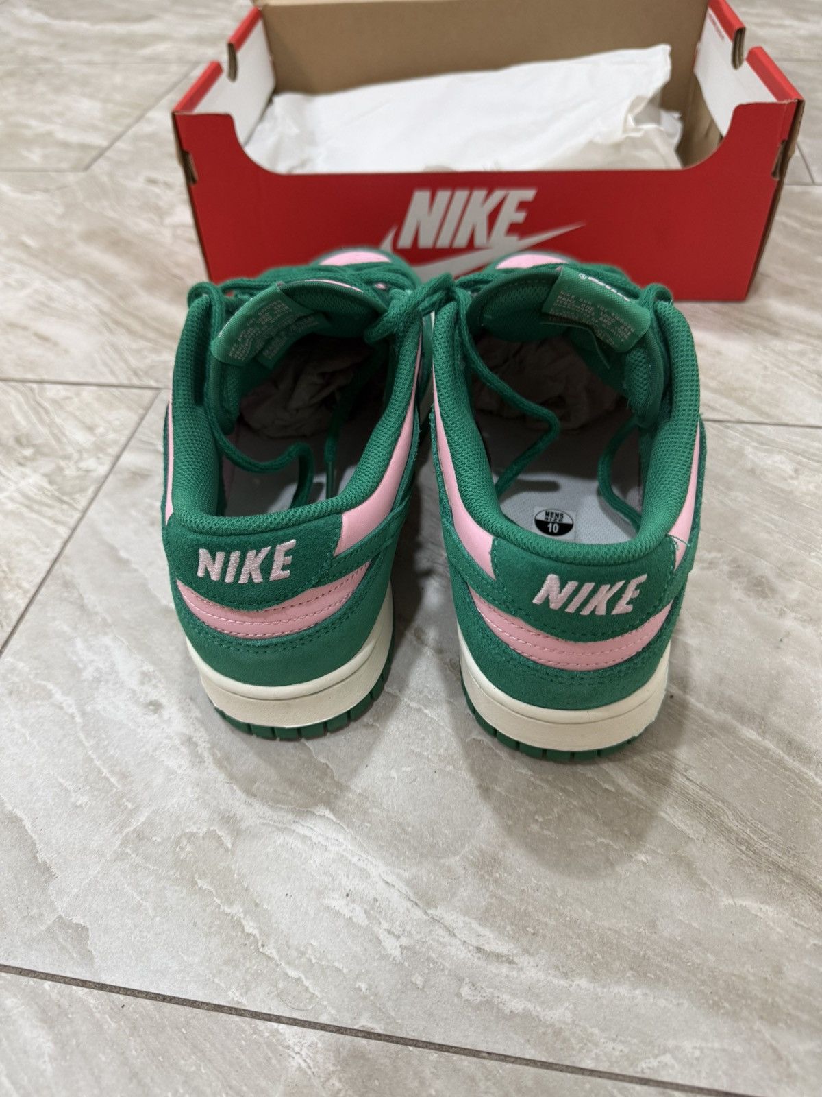 Nike Nike Dunk Low "Pink & Green" (Suede/Leather Mix) Size US 10 / EU 43 - 3 Thumbnail