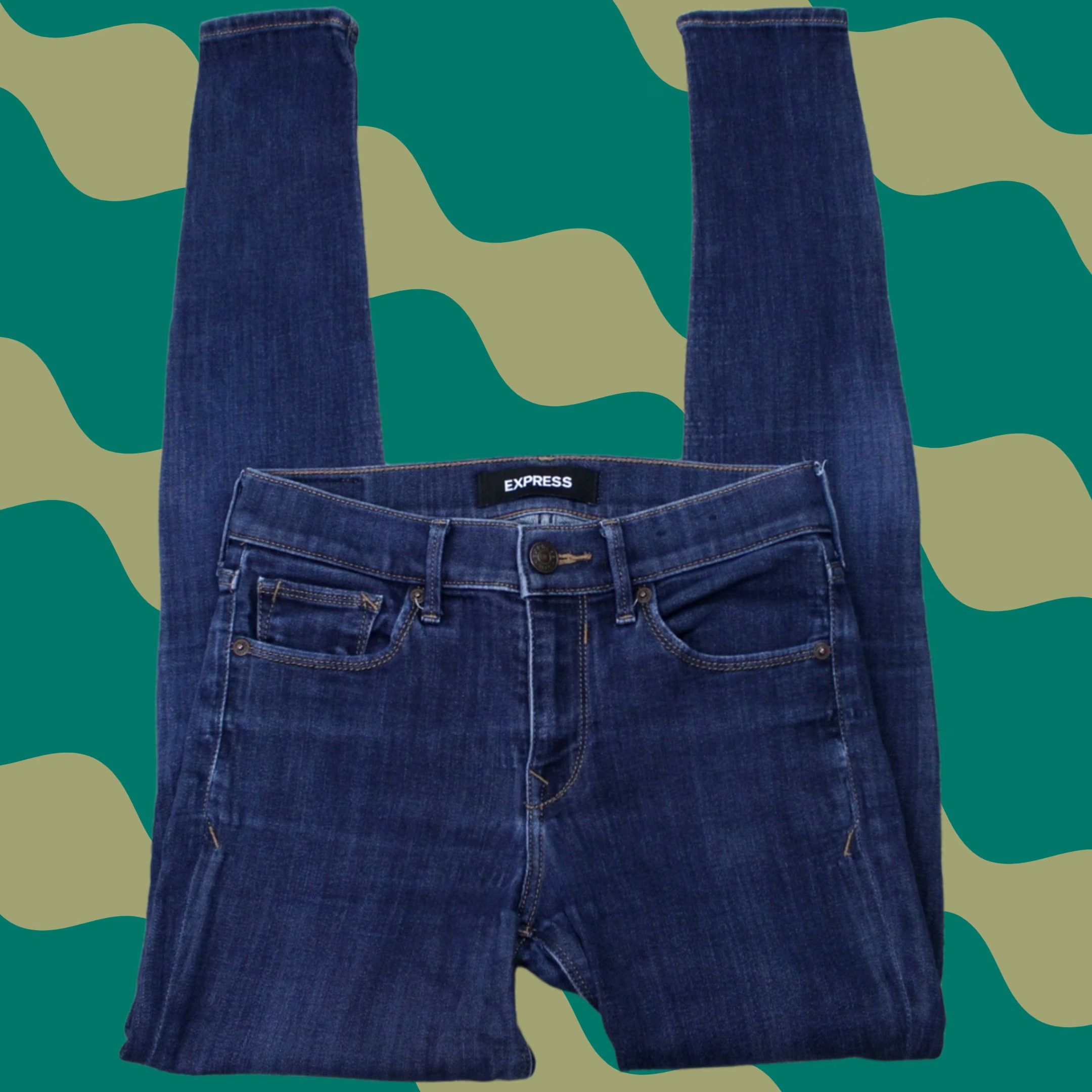 Express Express Jeans Womens 2L/2L Mid Rise Jegging Denim Blue Dark Wash 31" Inseam Stretch 90s Style Size 26" / US 2 / IT 38 - 1 Thumbnail