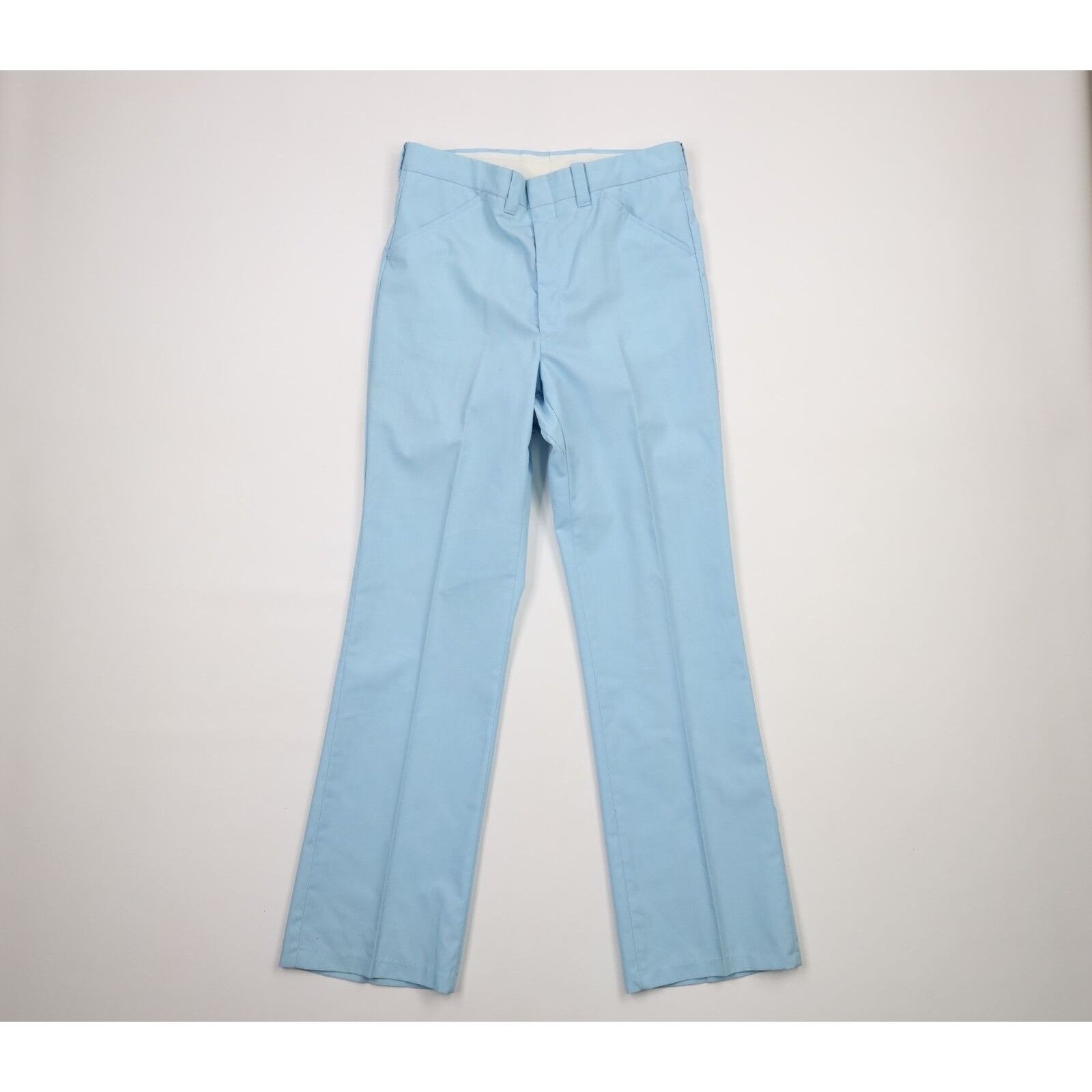 image of Vintage 70's Lightweight Flared Wide Leg Chino Pants in Blue, Men's (Size 30)