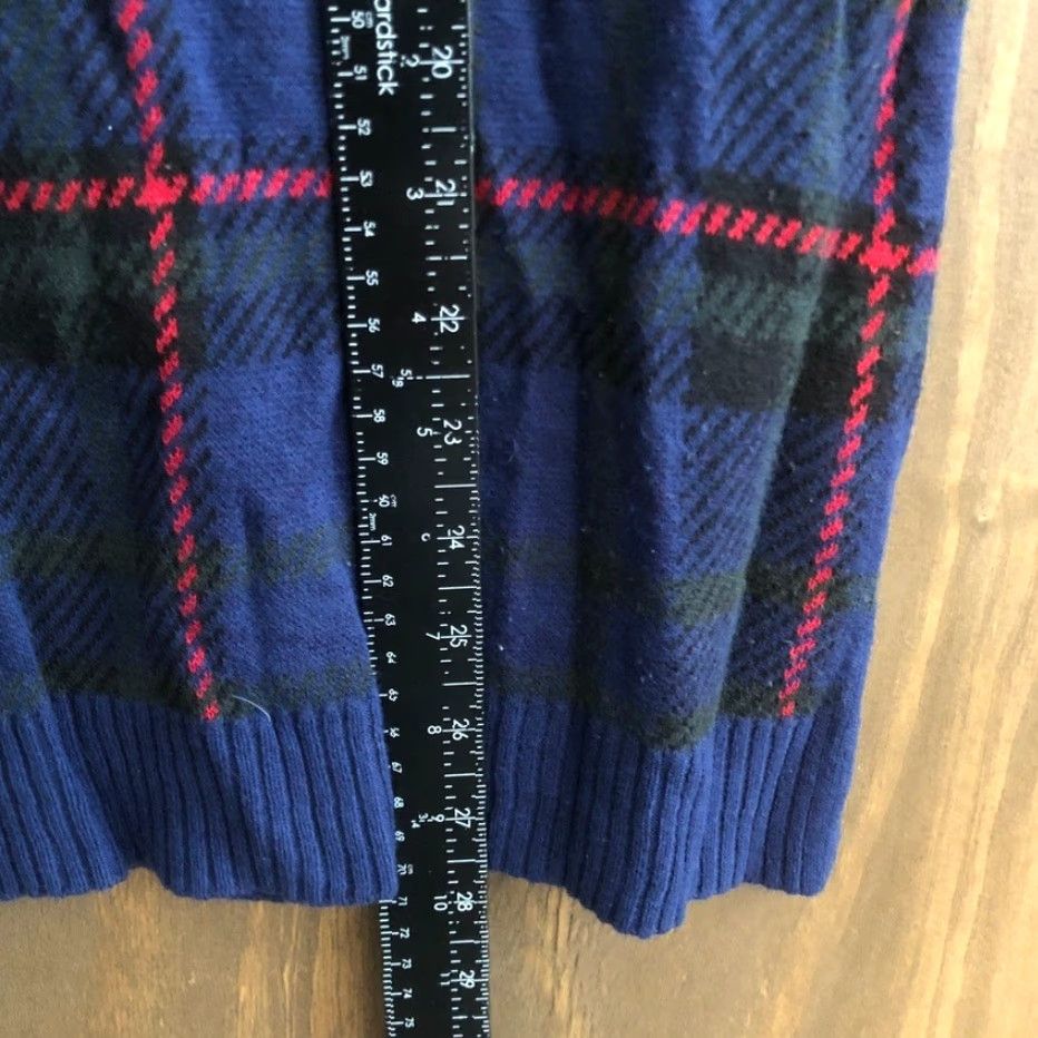 Talbots Talbots Womens Sweater Blue Multicolor Plaid Split Cowl Neck Stretch Large Size L / US 10 / IT 46 - 7 Thumbnail