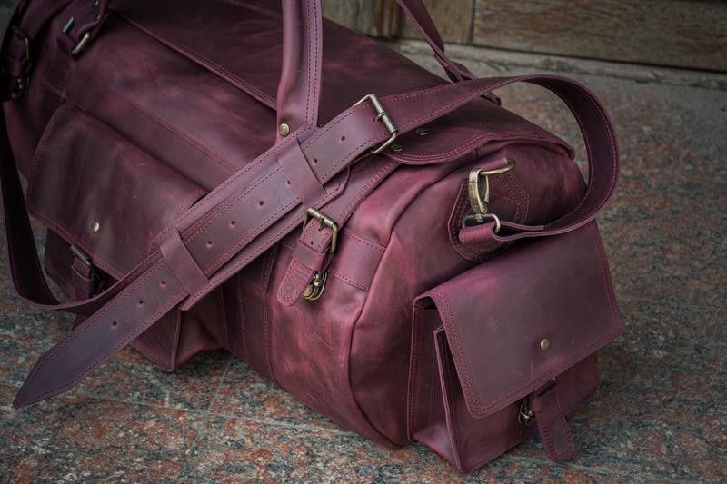 Handmade Genuine vintage leather travel bag. Duffel Bag Size ONE SIZE - 3 Thumbnail