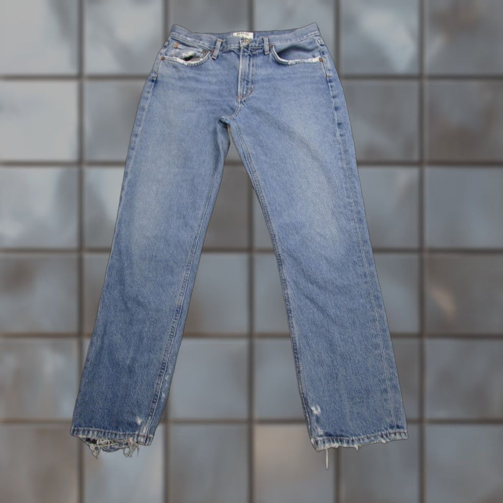 Agolde VINTAGE No — wait, AGOLDE Jeans Womens 27 Distressed Straight Raw Hem Zip Fly Made in USA A076-3775 Size 27" / US 4 / IT 40 - 1 Thumbnail