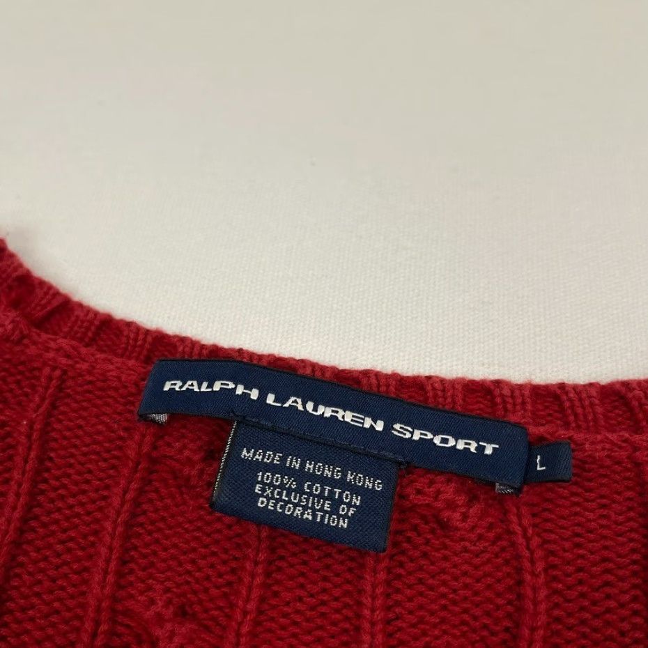 Polo Ralph Lauren VTG Ralph Lauren Sport Sweater Womens L Red Cable Knit Jumper Preppy Academia Size L / US 10 / IT 46 - 3 Thumbnail