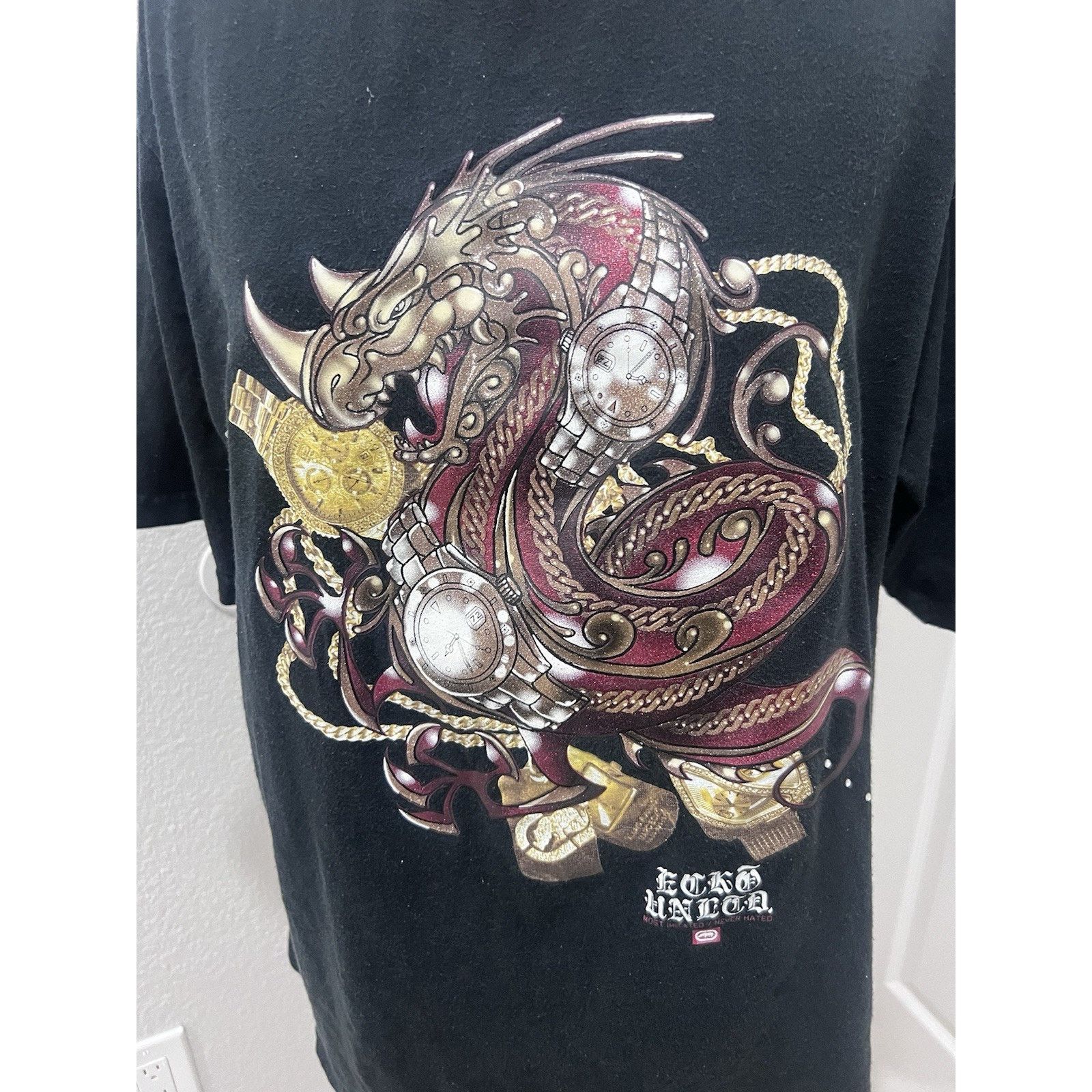 Ecko Unltd. Vintage Y2K ECKO UNLTD. Big Logo Dragon Black T-Shirt Men's Size US XL / EU 56 / 4 - 4 Thumbnail