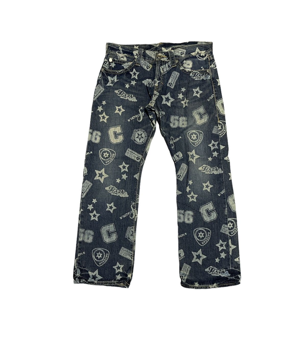 image of Hysteric Glamour x Vintage Co&lu Original Jeans Full Print Design in Blue, Men's (Size 35)
