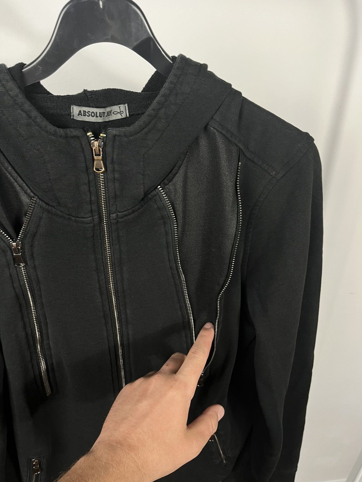 Other Black Multi-Zip Hoodie with Faux Leather Panels Y2K Style Size US L / EU 52-54 / 3 - 4 Thumbnail