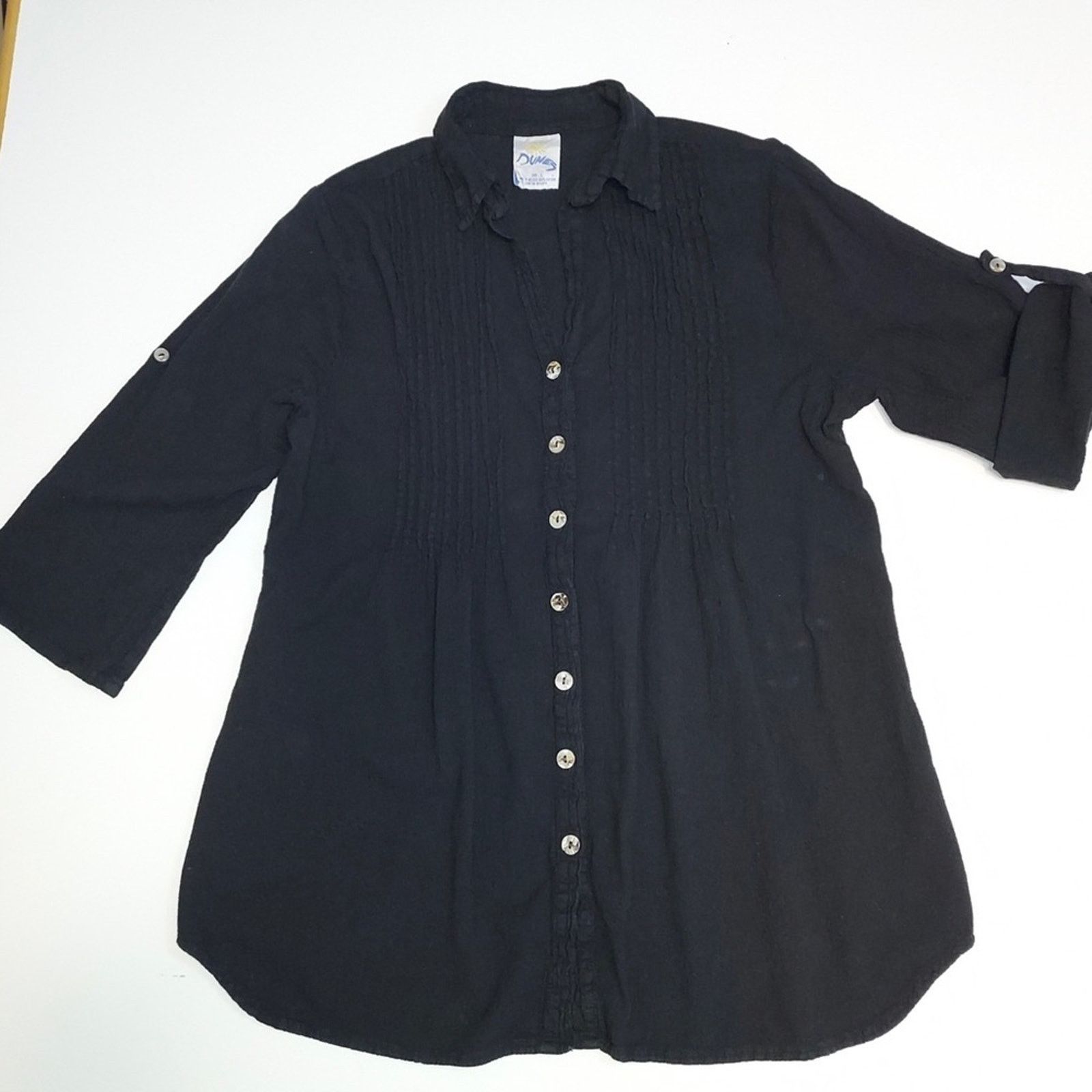 Other Vintage Dunes Black Shell Shirt Button Up Blouse Top Size L / US 10 / IT 46 - 2 Thumbnail