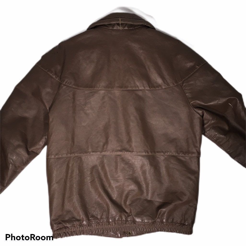 Oleg Cassini Vtg Oleg Cassini Brown Leather Coat Insulated Biker Jacket Size US L / EU 52-54 / 3 - 4 Thumbnail