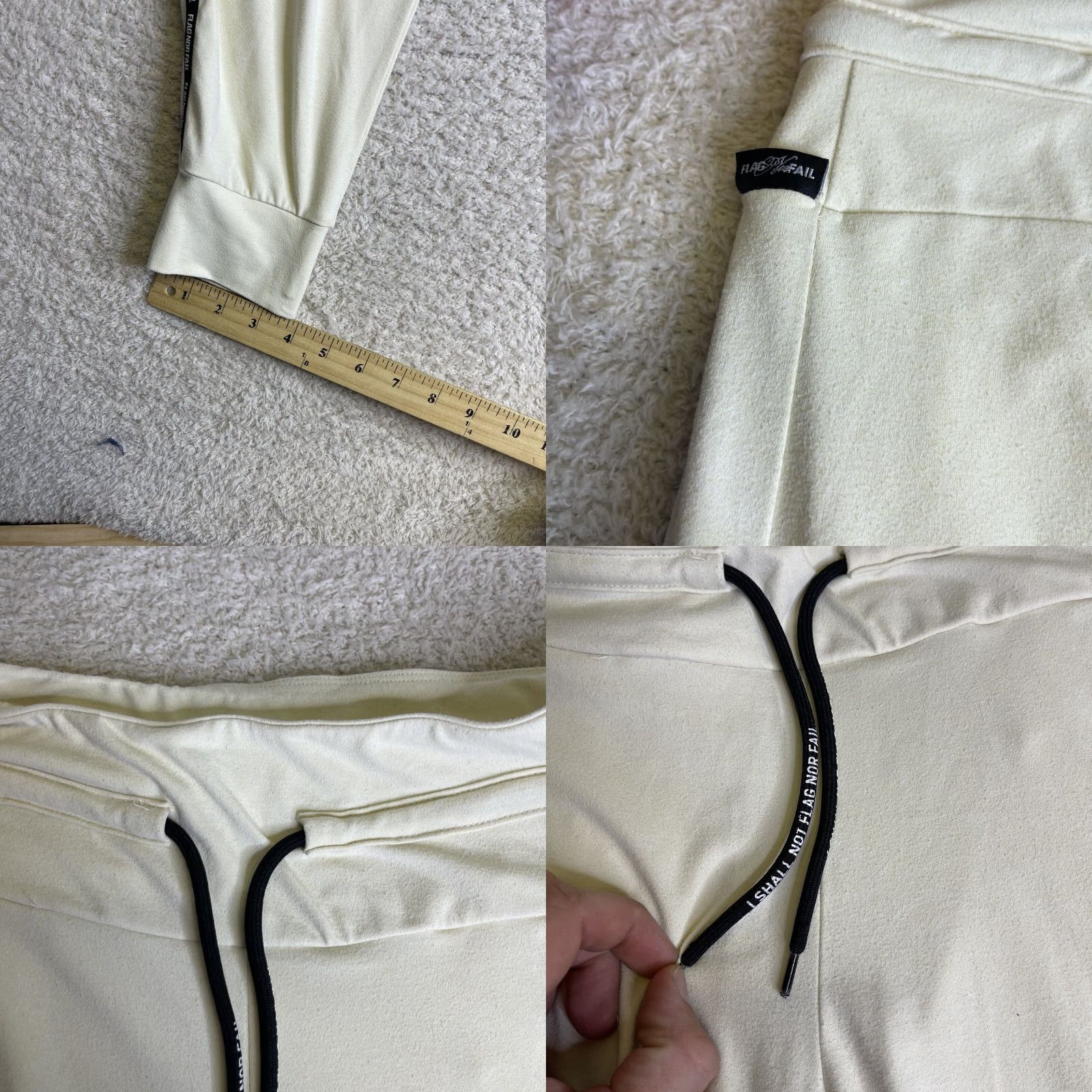 Vintage VINTAGE FLAG NOR FAIL Joggers Sweatpants Mens S Cream Tapered Stretch Gym Nylon Size US 29 - 8 Thumbnail