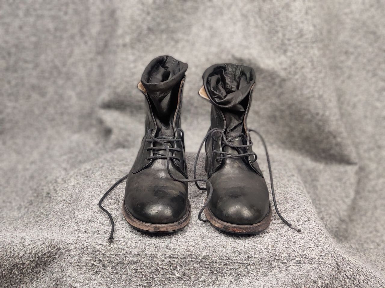 Other Vintage Guidi Style lace up Black Leather ankle Boots Size US 7 / IT 37 - 9 Thumbnail